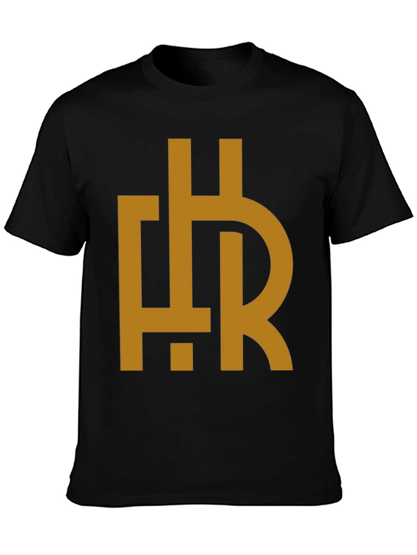Abstract HR Gold Graphic Print Black T-Shirt