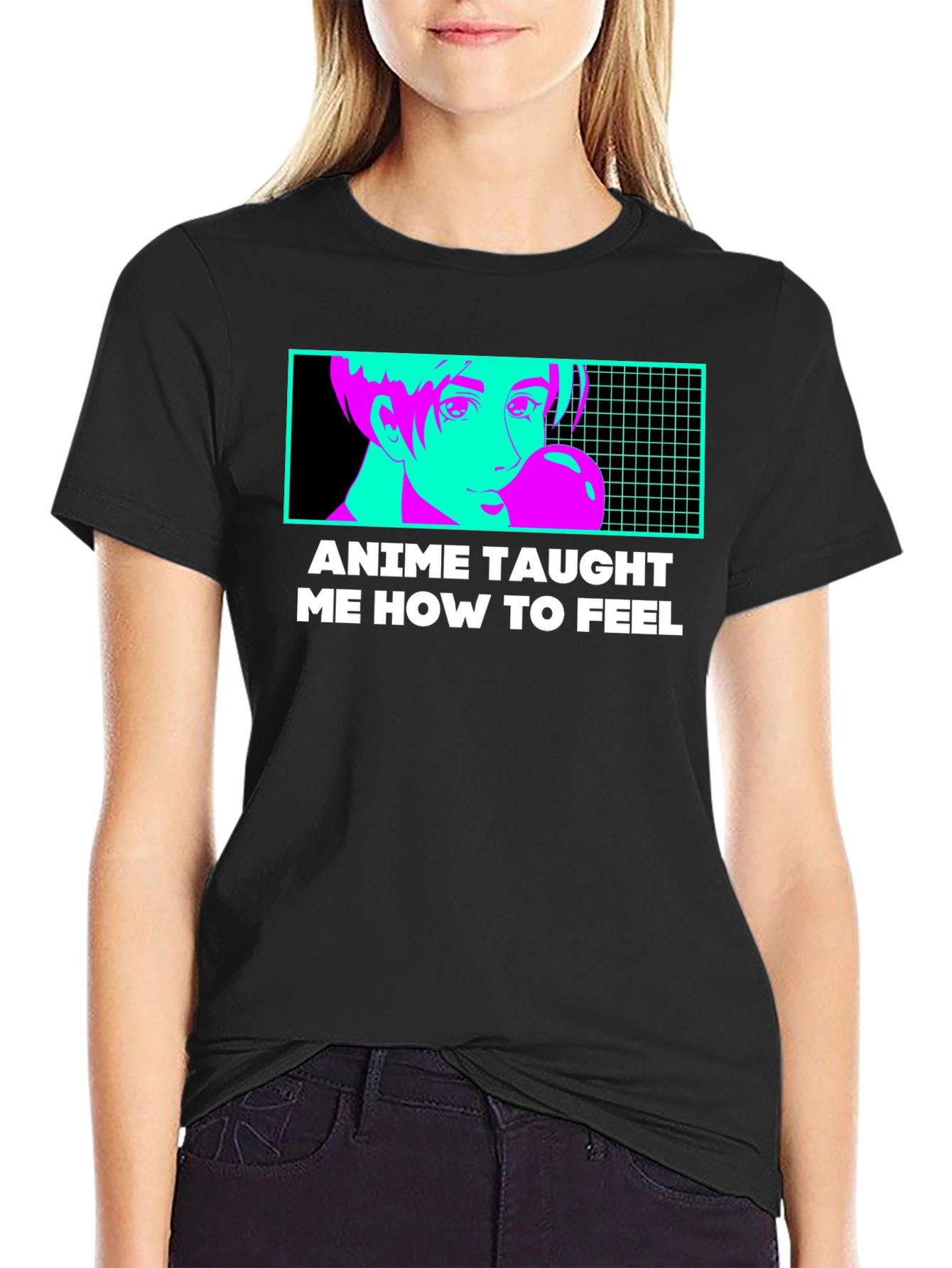 Anime Taught Me How to Feel Black T-Shirt