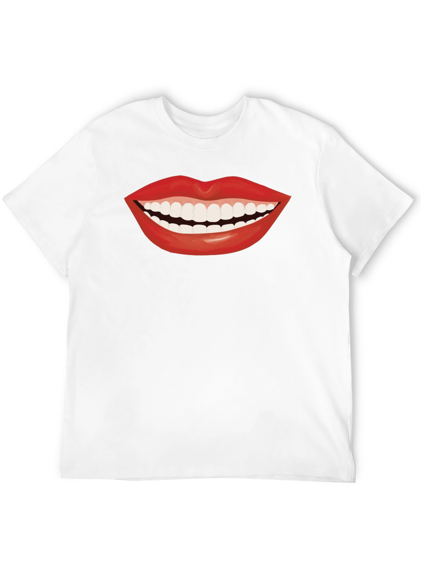 Smiling Lips Graphic T-Shirt - Casual Black Tee