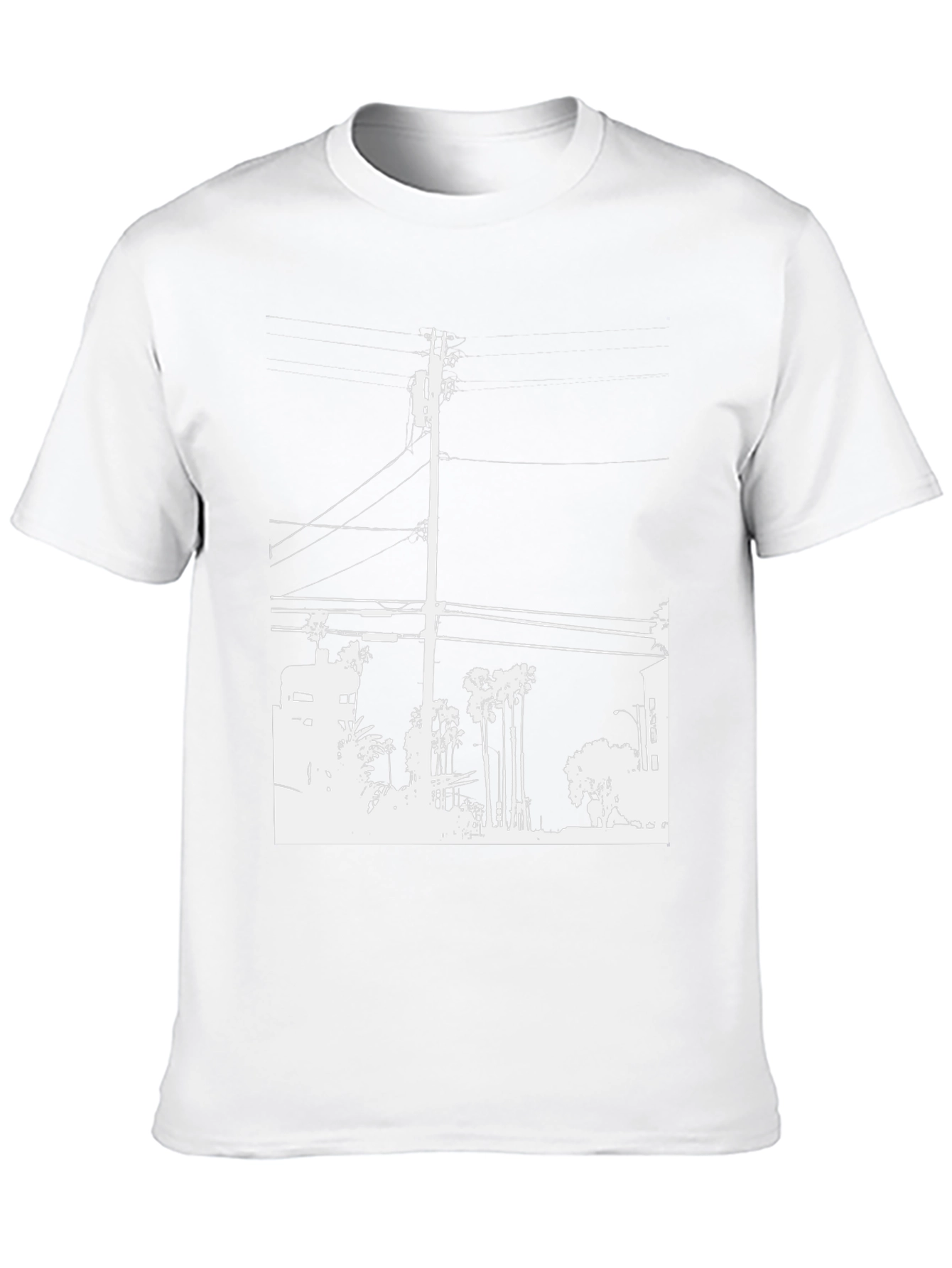 Black Graphic Tee - White Cityscape Design