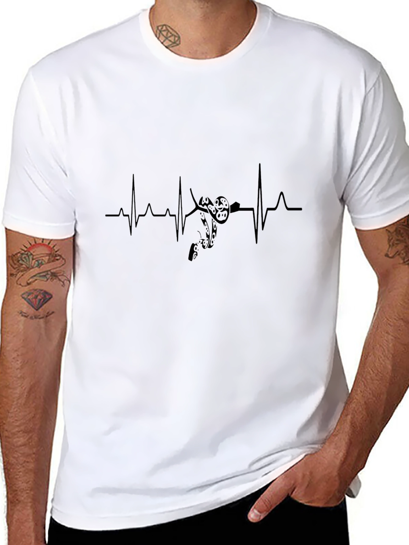 Motorcycle Heartbeat Tee - Biker Life Rhythm T-Shirt