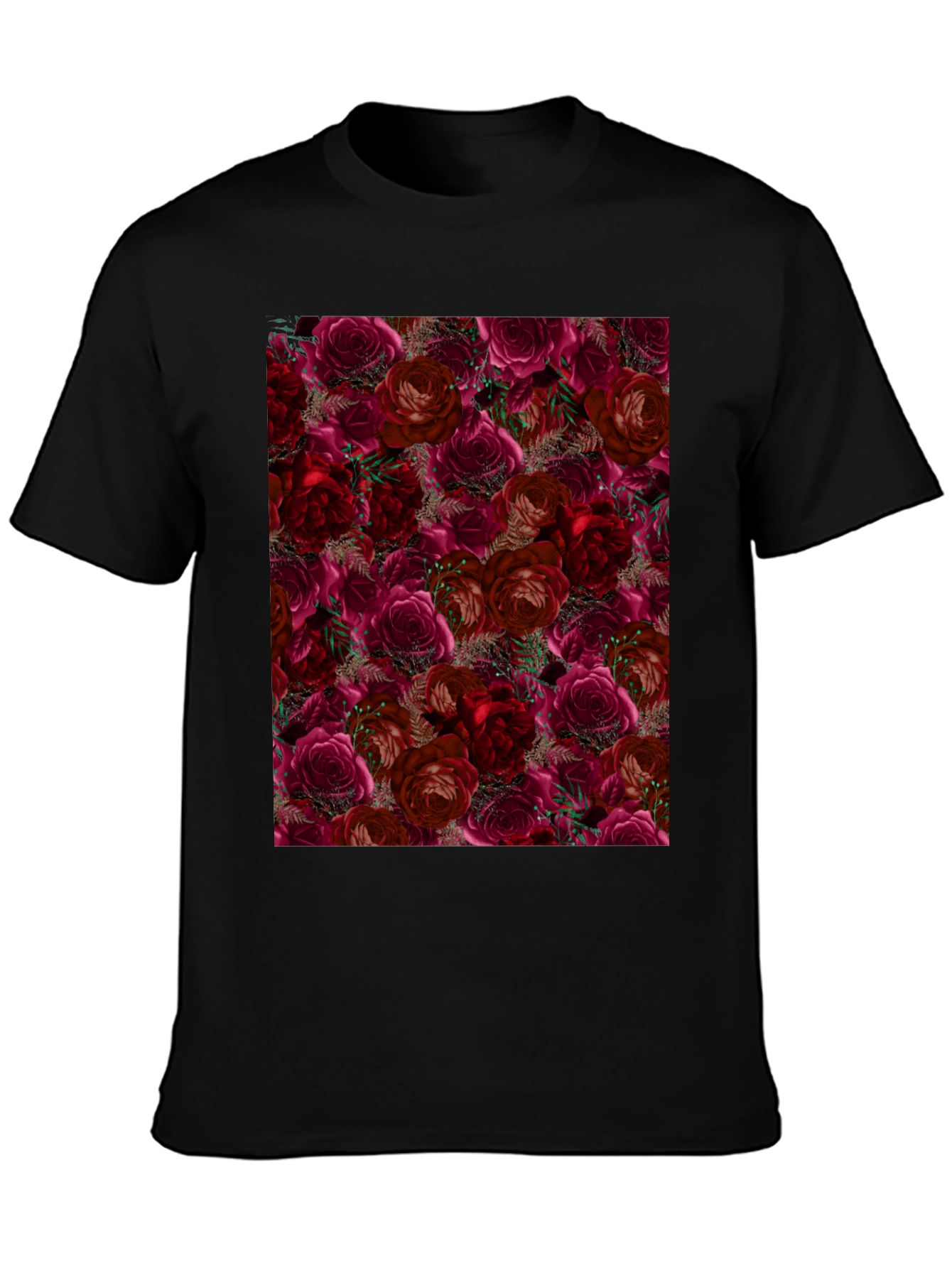 Floral Roses T-Shirt - Black
