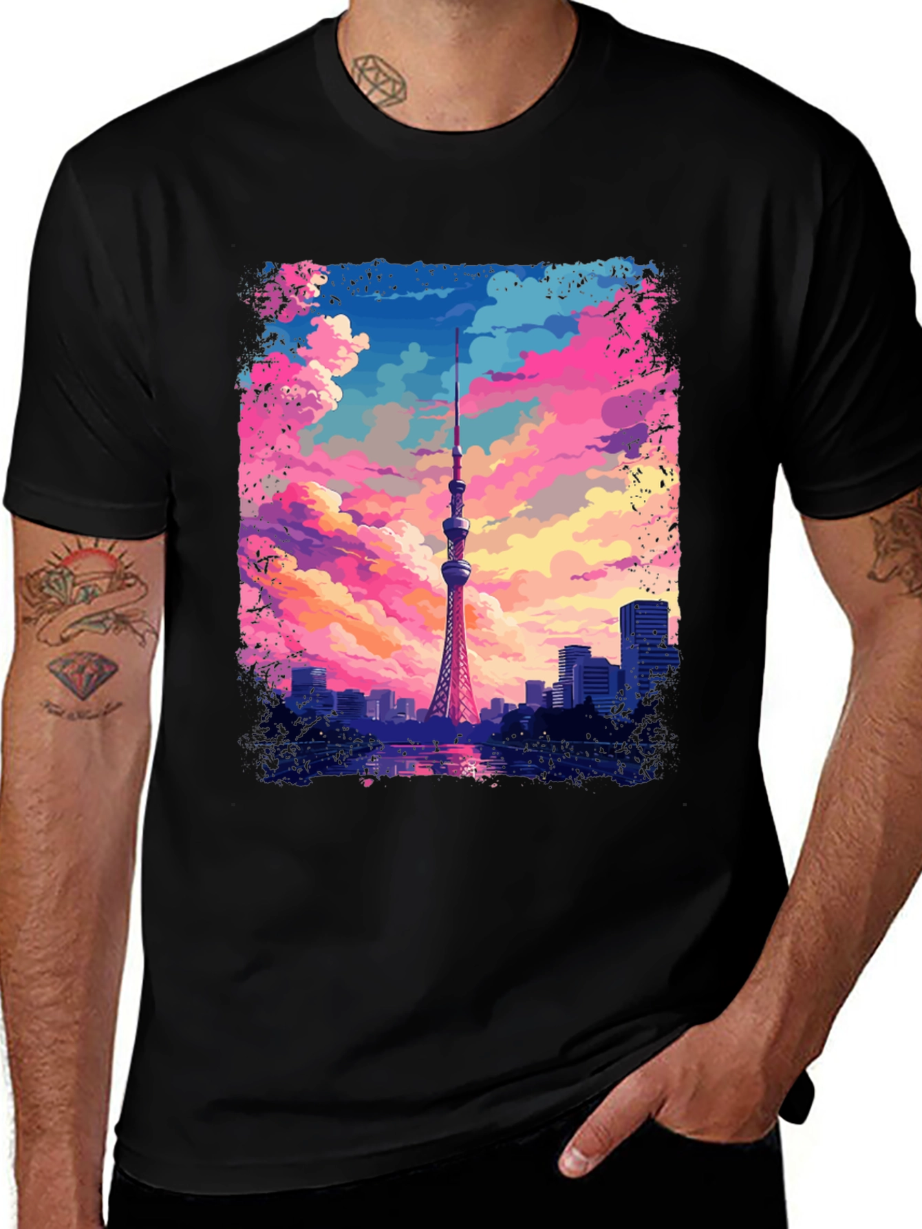 Tokyo Tower Anime T-Shirt - Artistic Graphic Tee