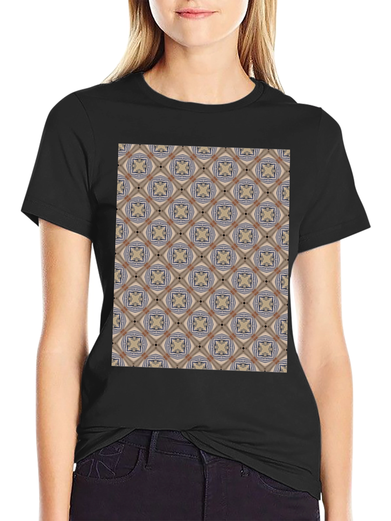 Patterned Black T-Shirt - Unique Design
