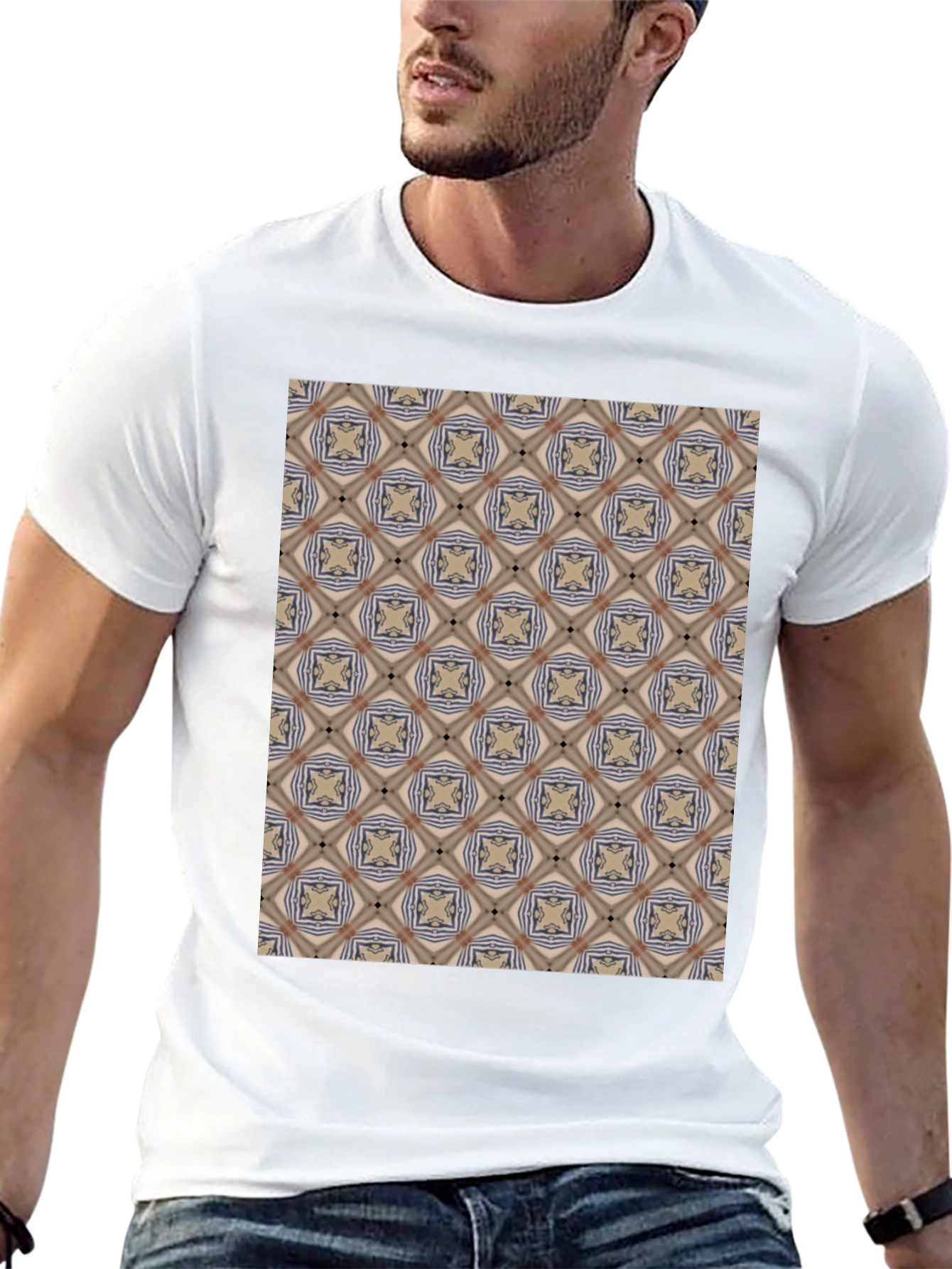 Patterned Black T-Shirt - Unique Design