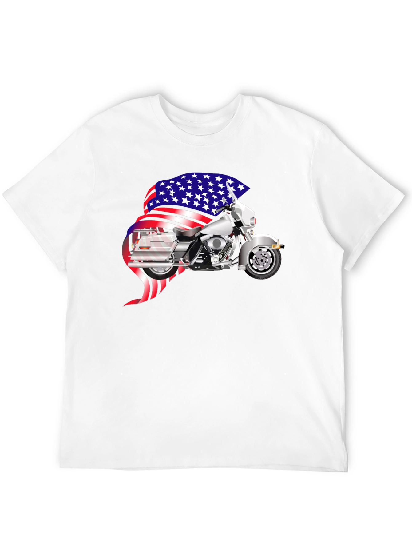 American Motorcycle Graphic T-Shirt - Patriotic Design