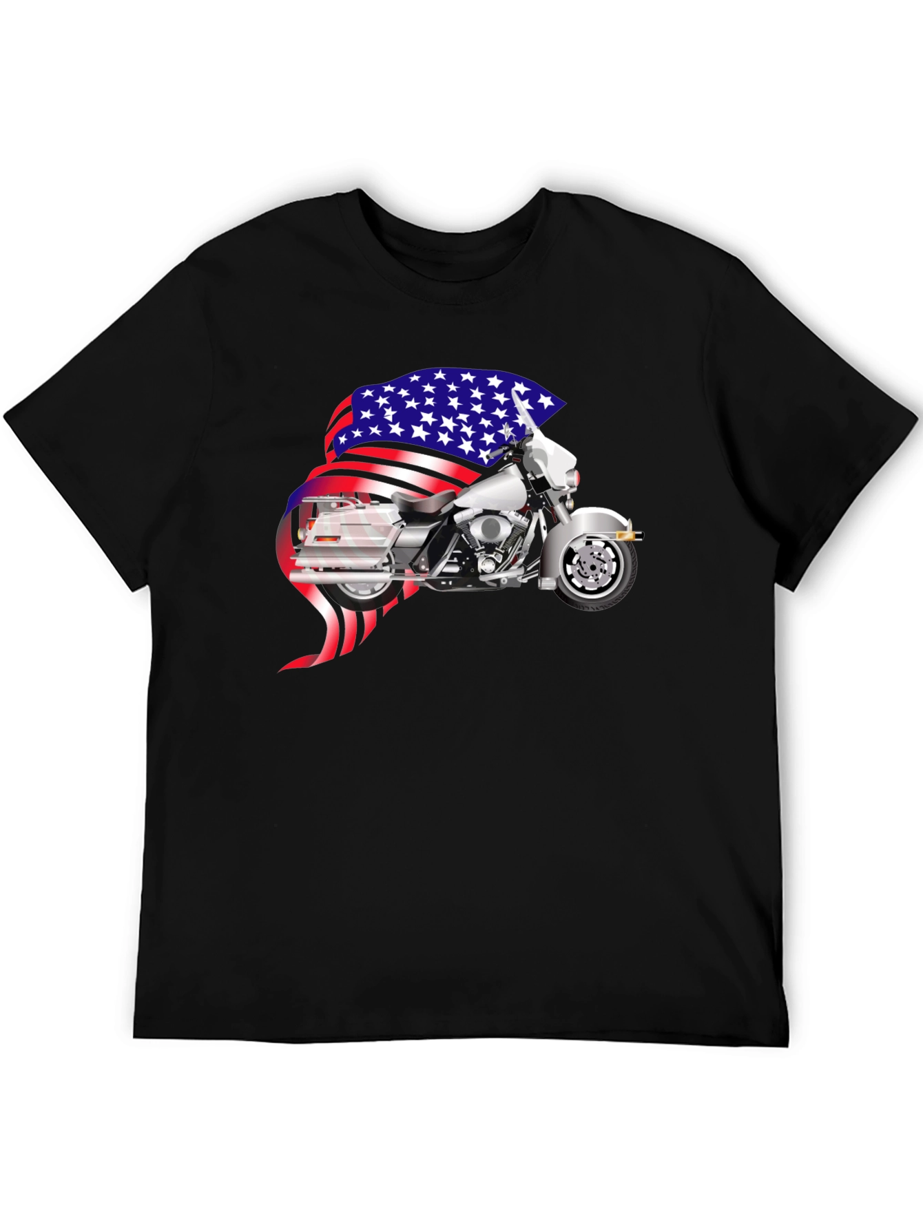 American Motorcycle Graphic T-Shirt - Patriotic Design