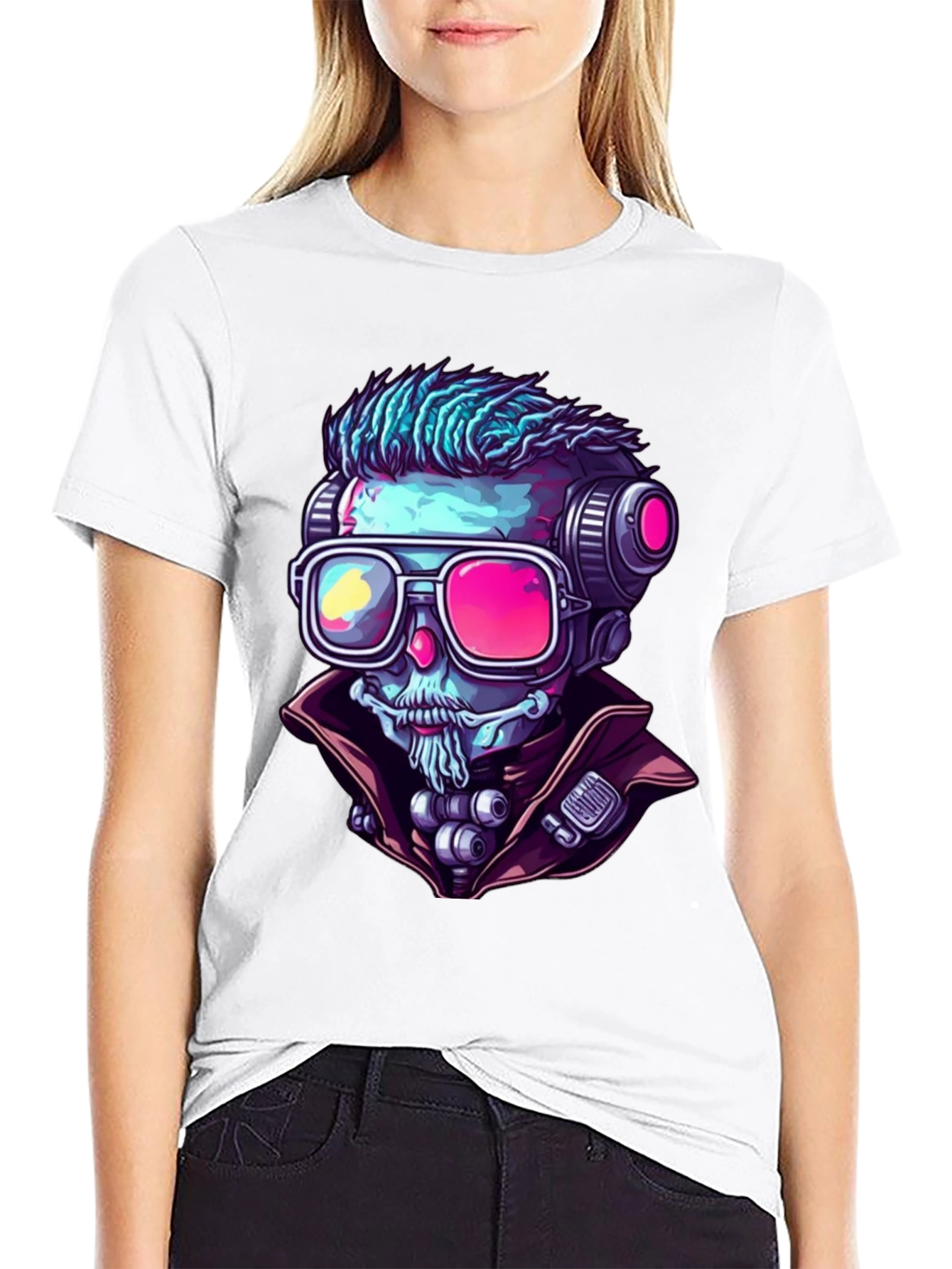 Cyberpunk Skeleton Graphic Tee - Unique Design