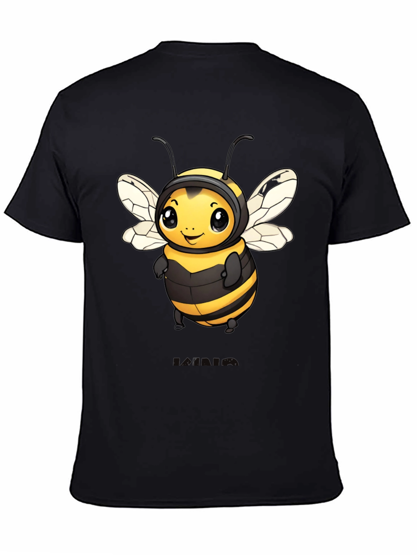 Cute Bee Graphic Black T-Shirt