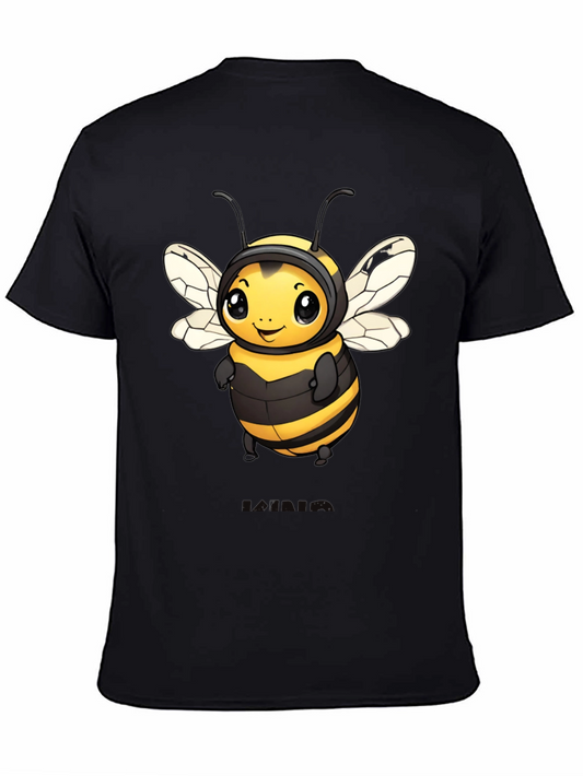 Cute Bee Graphic Black T-Shirt