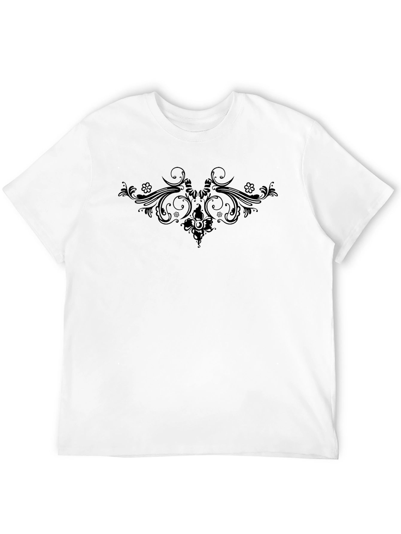 Mens Black Tee with Subtle Floral Design
