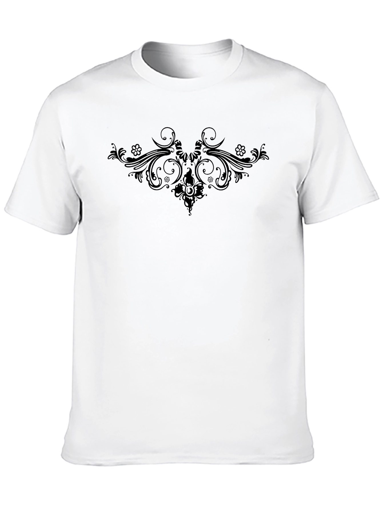 Mens Black Tee with Subtle Floral Design