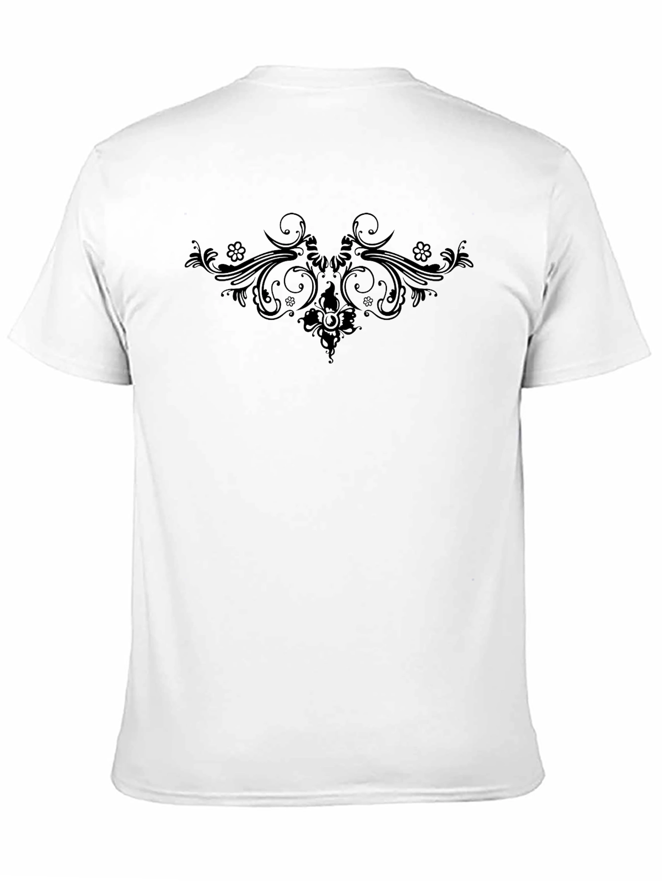 Mens Black Tee with Subtle Floral Design