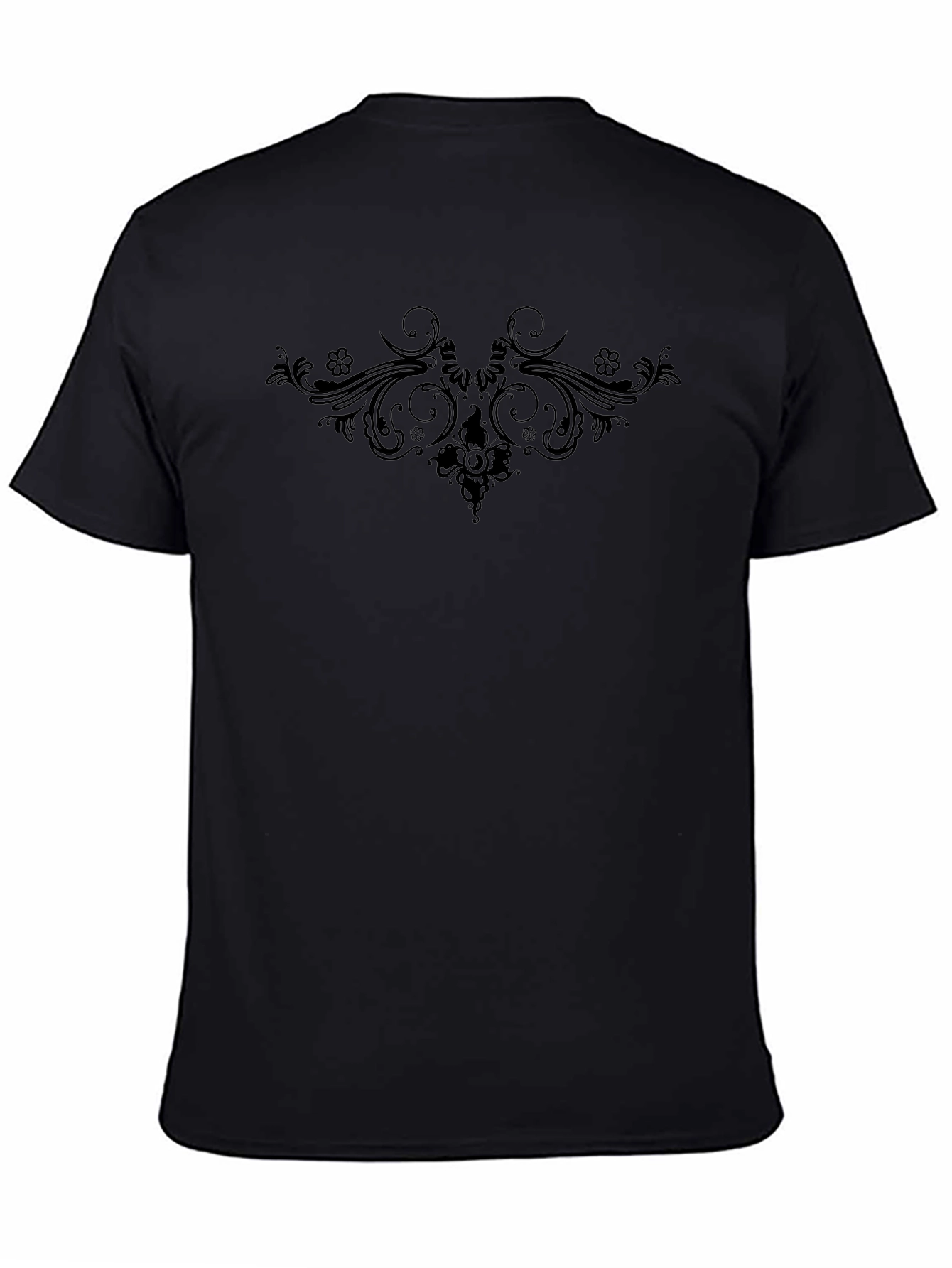 Mens Black Tee with Subtle Floral Design