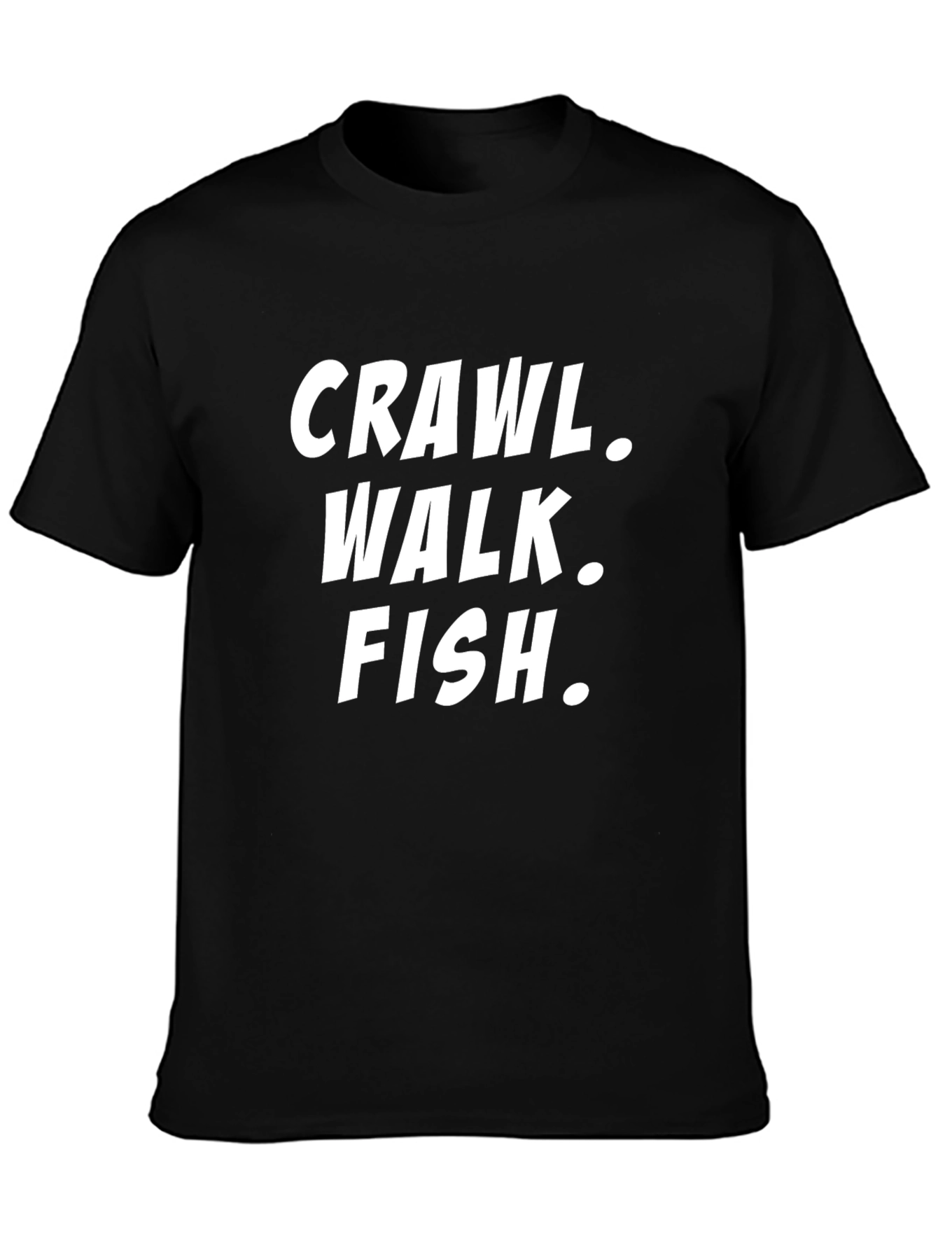 Crawl Walk Fish Black Cotton T-Shirt