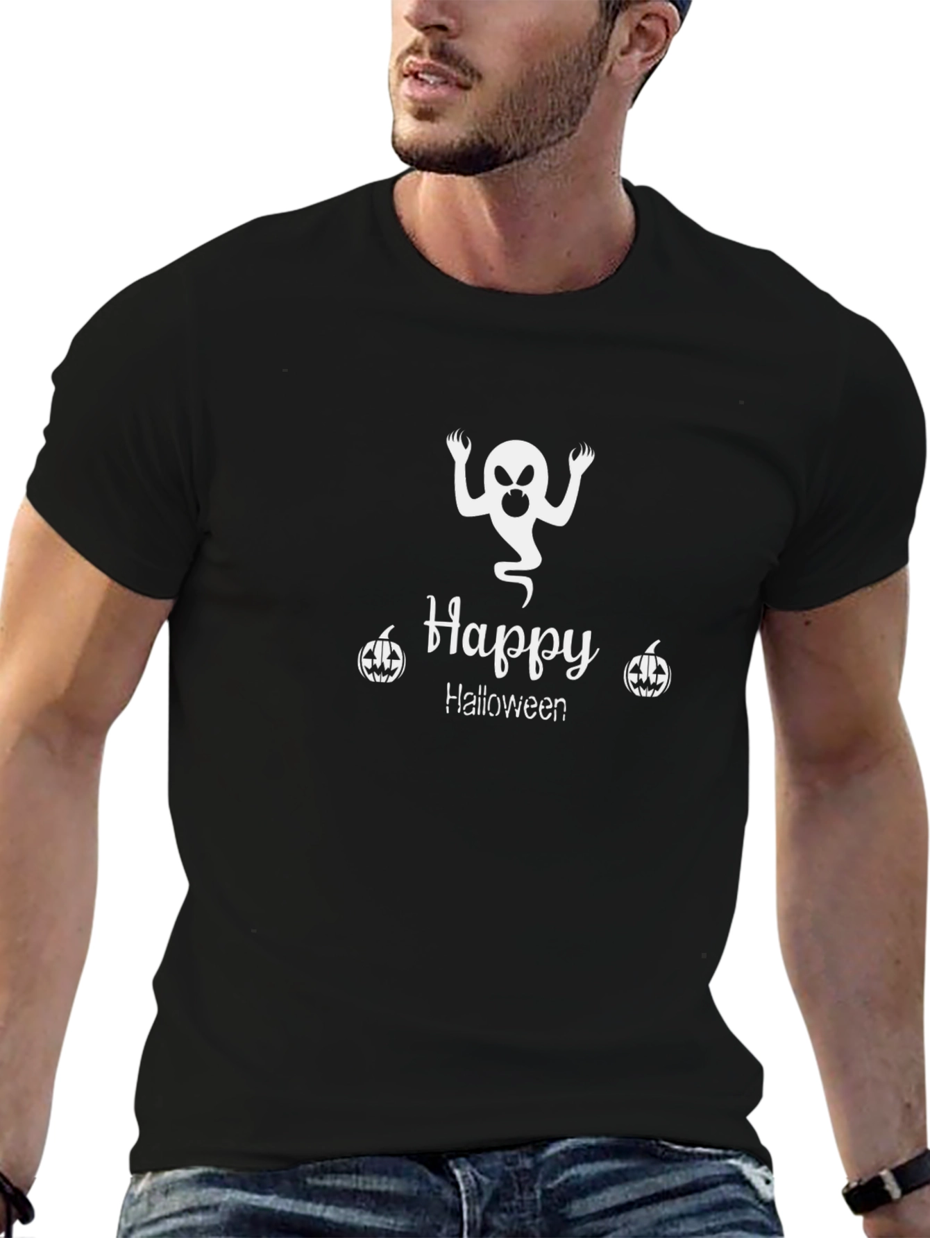 Happy Halloween Black Graphic T-Shirt