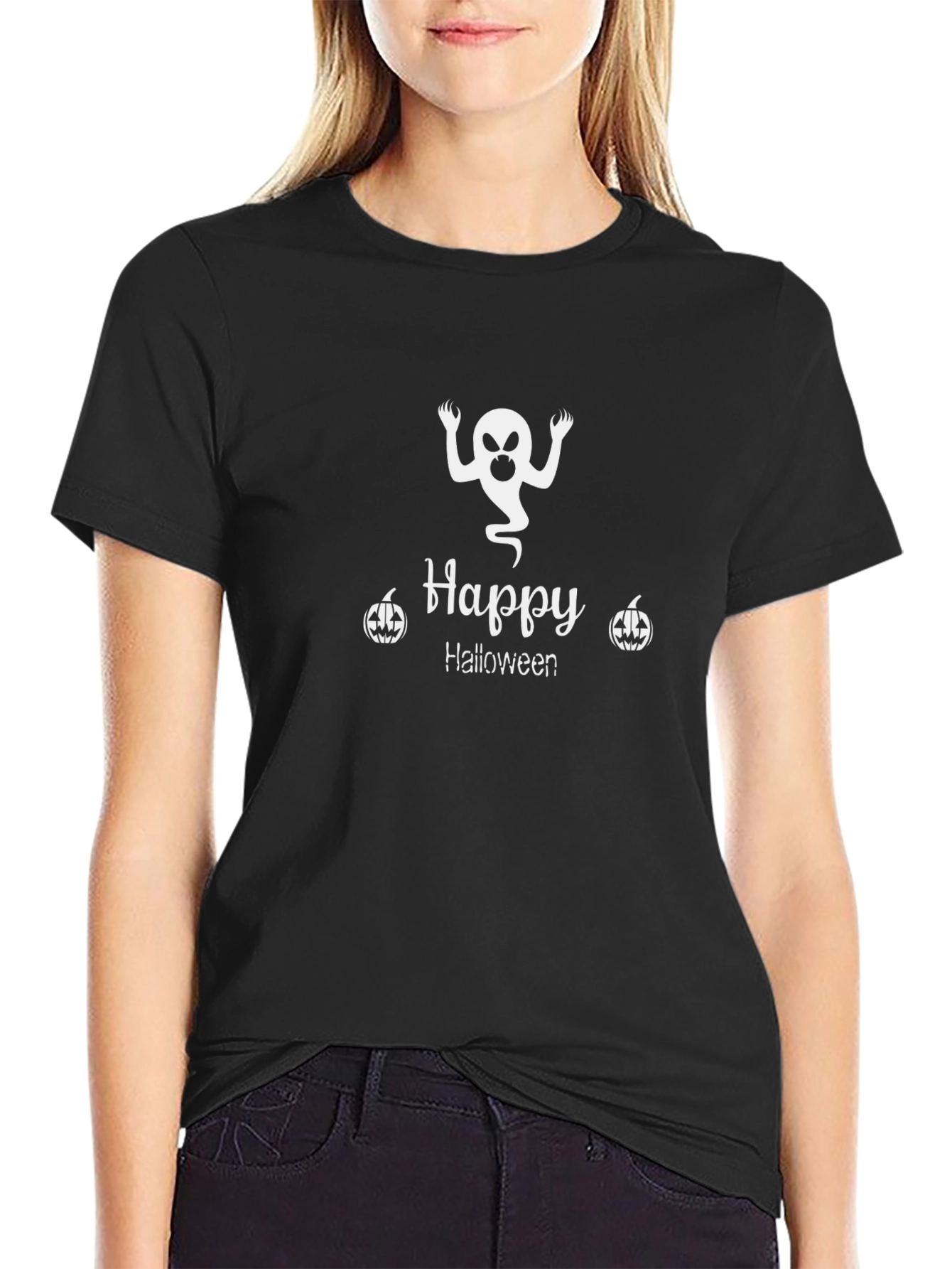Happy Halloween Black Graphic T-Shirt