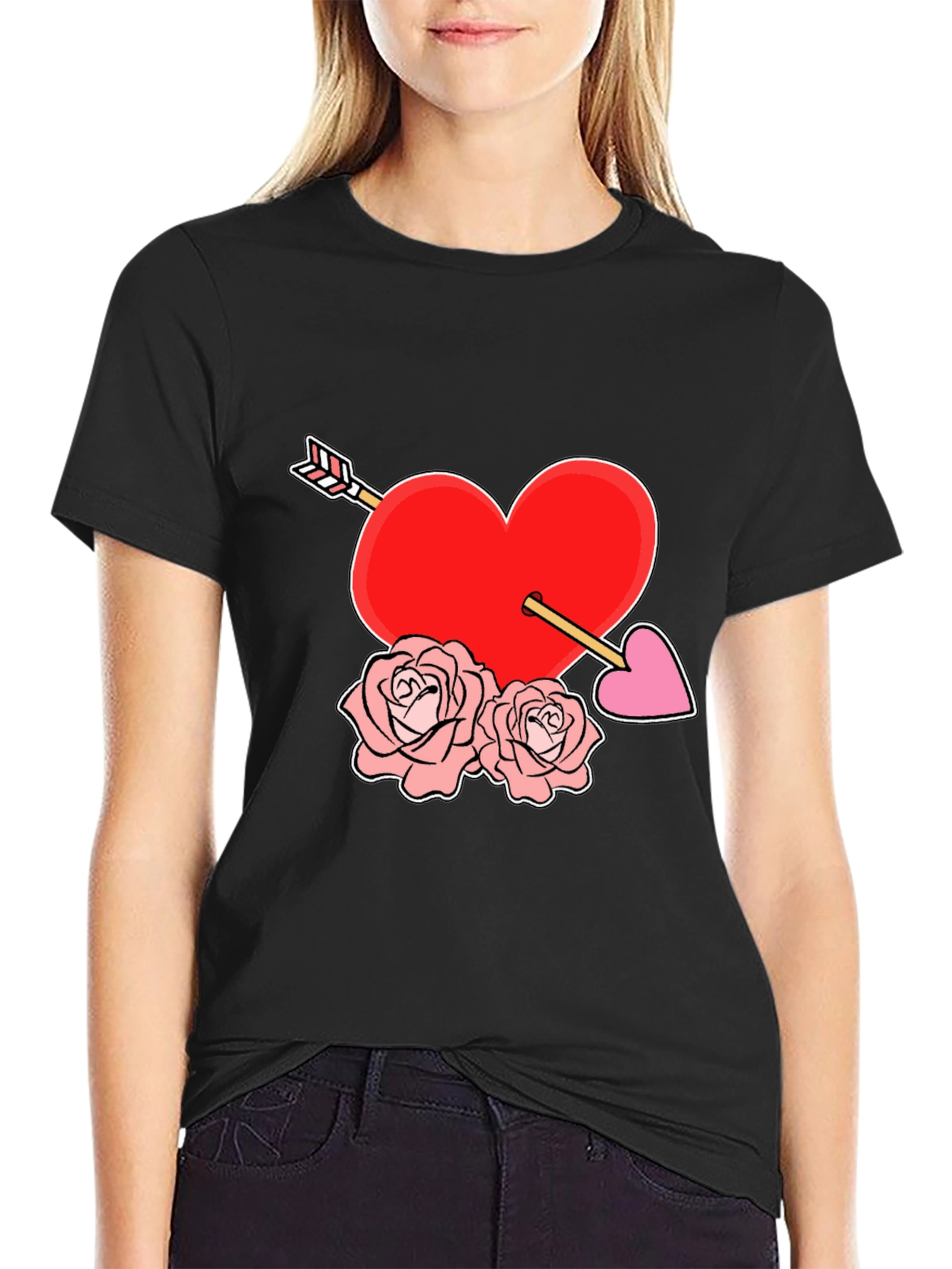 Heart Arrow Roses Graphic Tee