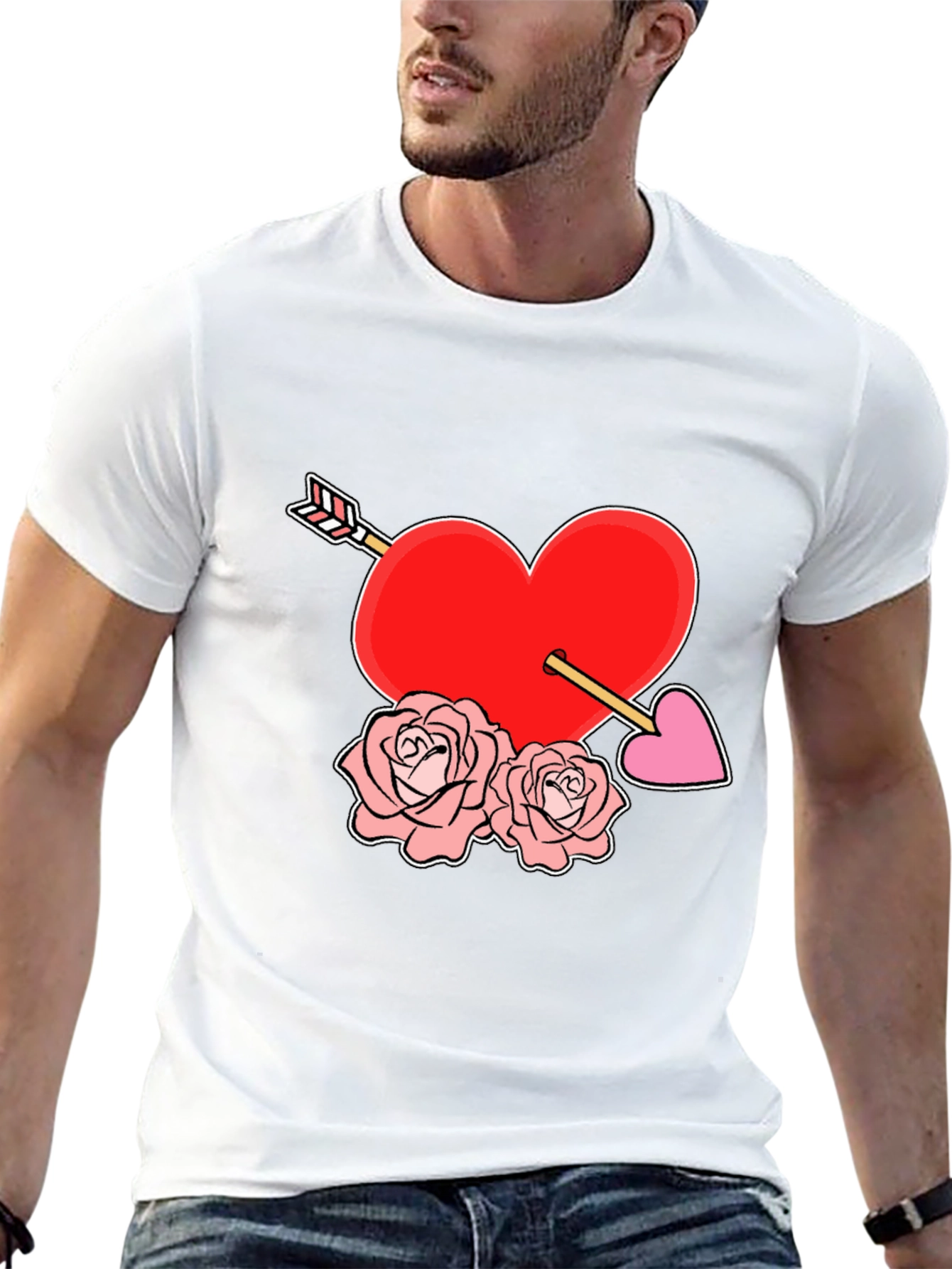Heart Arrow Roses Graphic Tee
