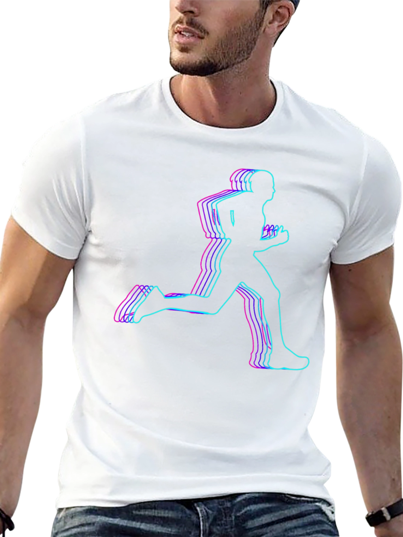 Mens Running Man Graphic Tee - Black