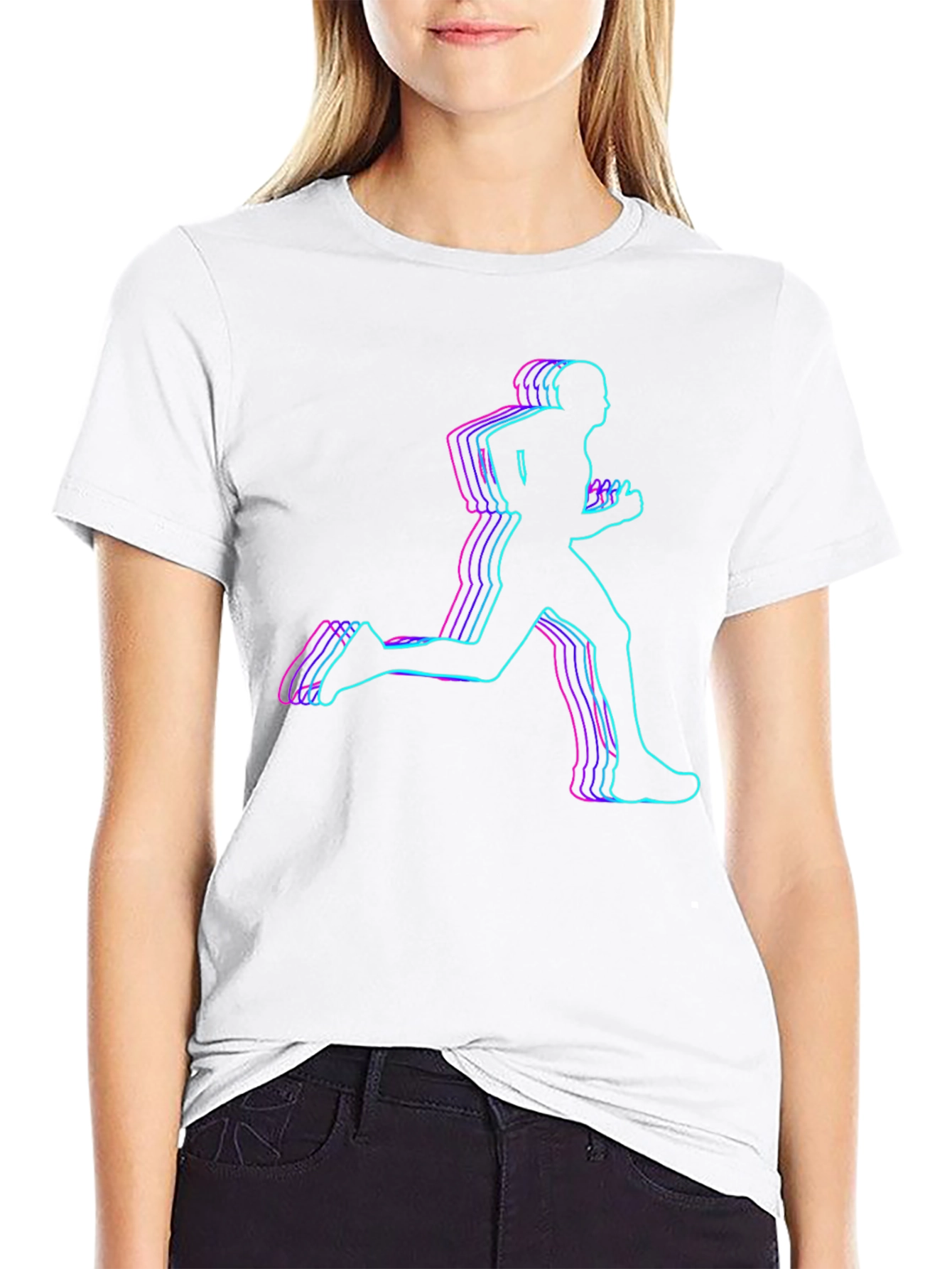 Mens Running Man Graphic Tee - Black