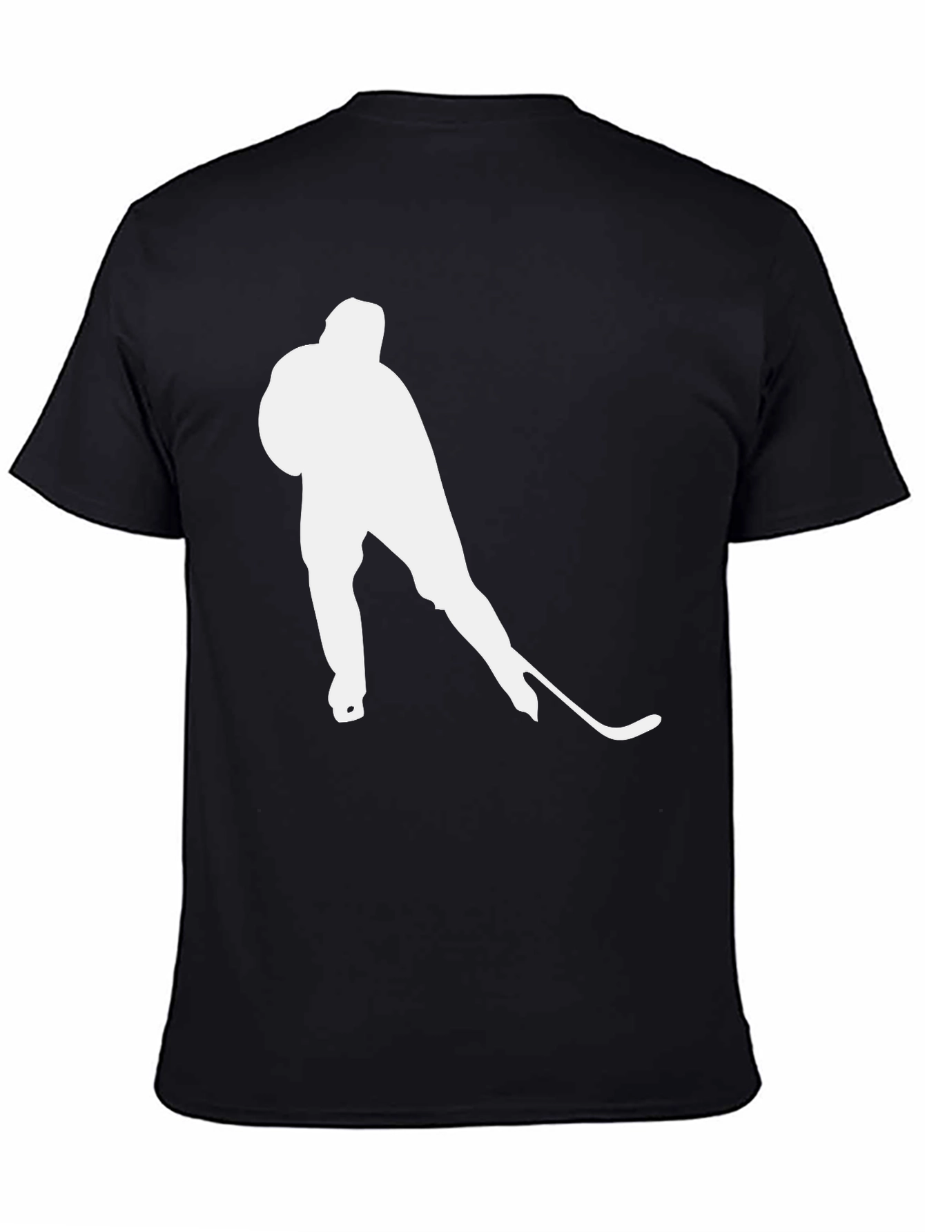 Hockey Player Graphic Tee - Black Cotton T-Shirt