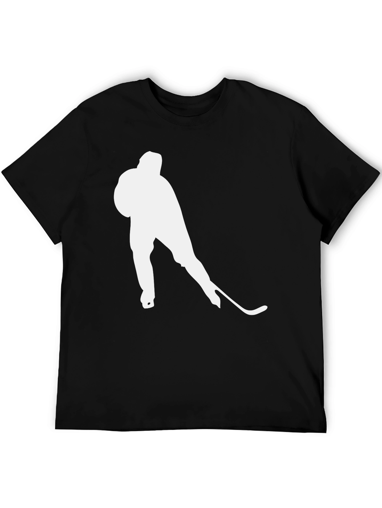 Hockey Player Graphic Tee - Black Cotton T-Shirt