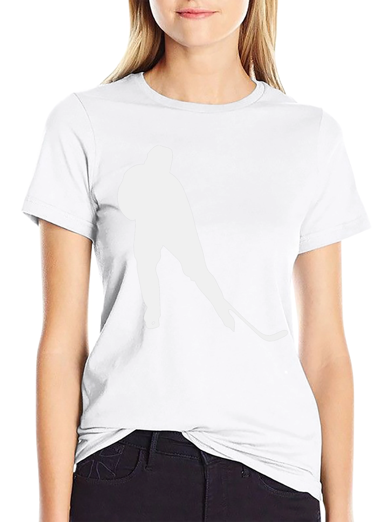 Hockey Player Graphic Tee - Black Cotton T-Shirt