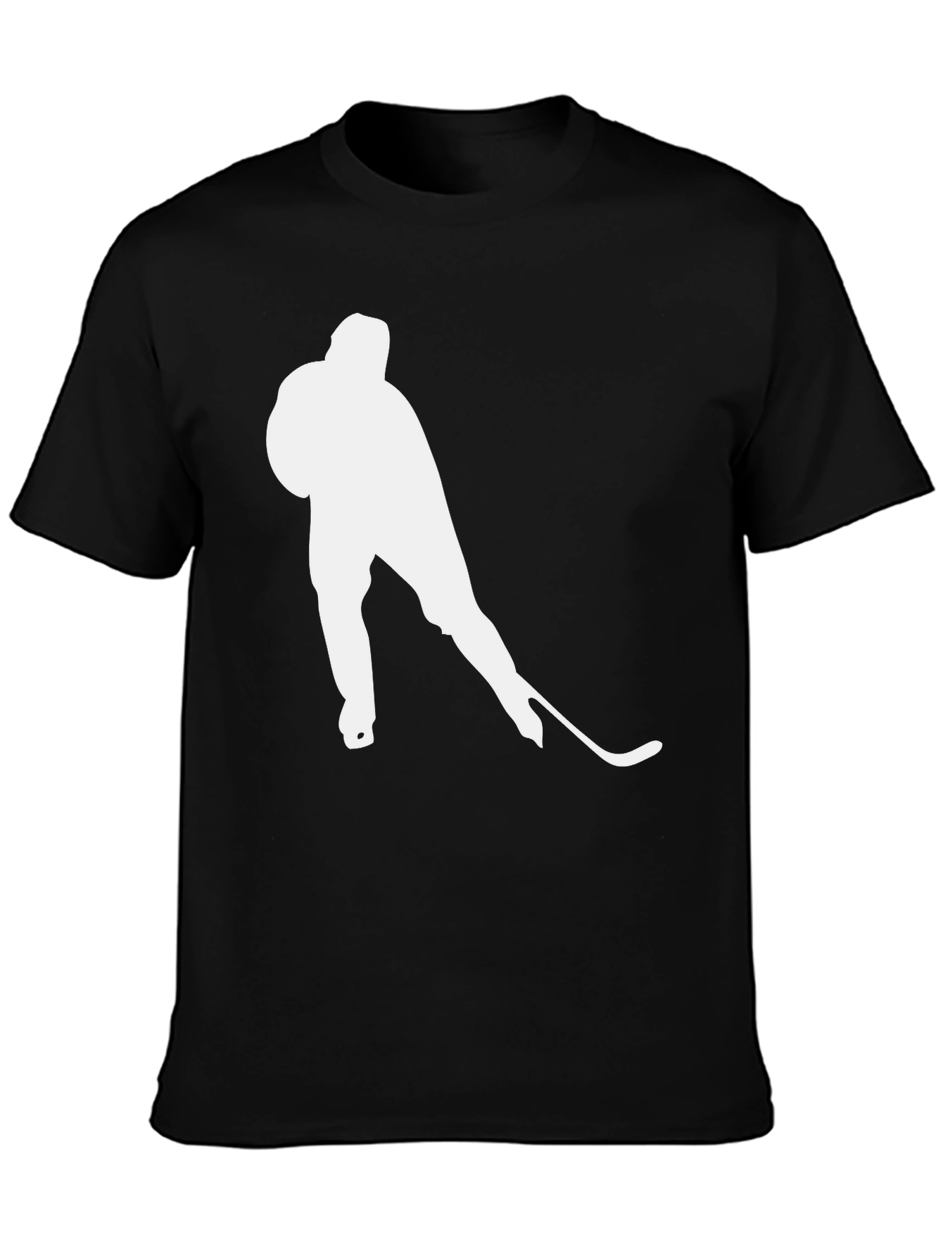 Hockey Player Graphic Tee - Black Cotton T-Shirt
