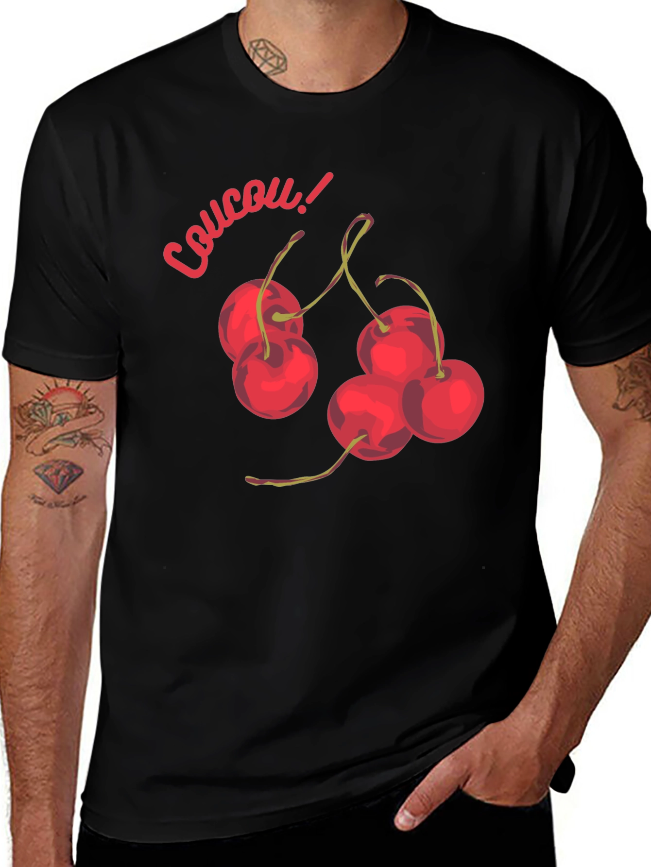Coucou Cherries Black Graphic T-Shirt