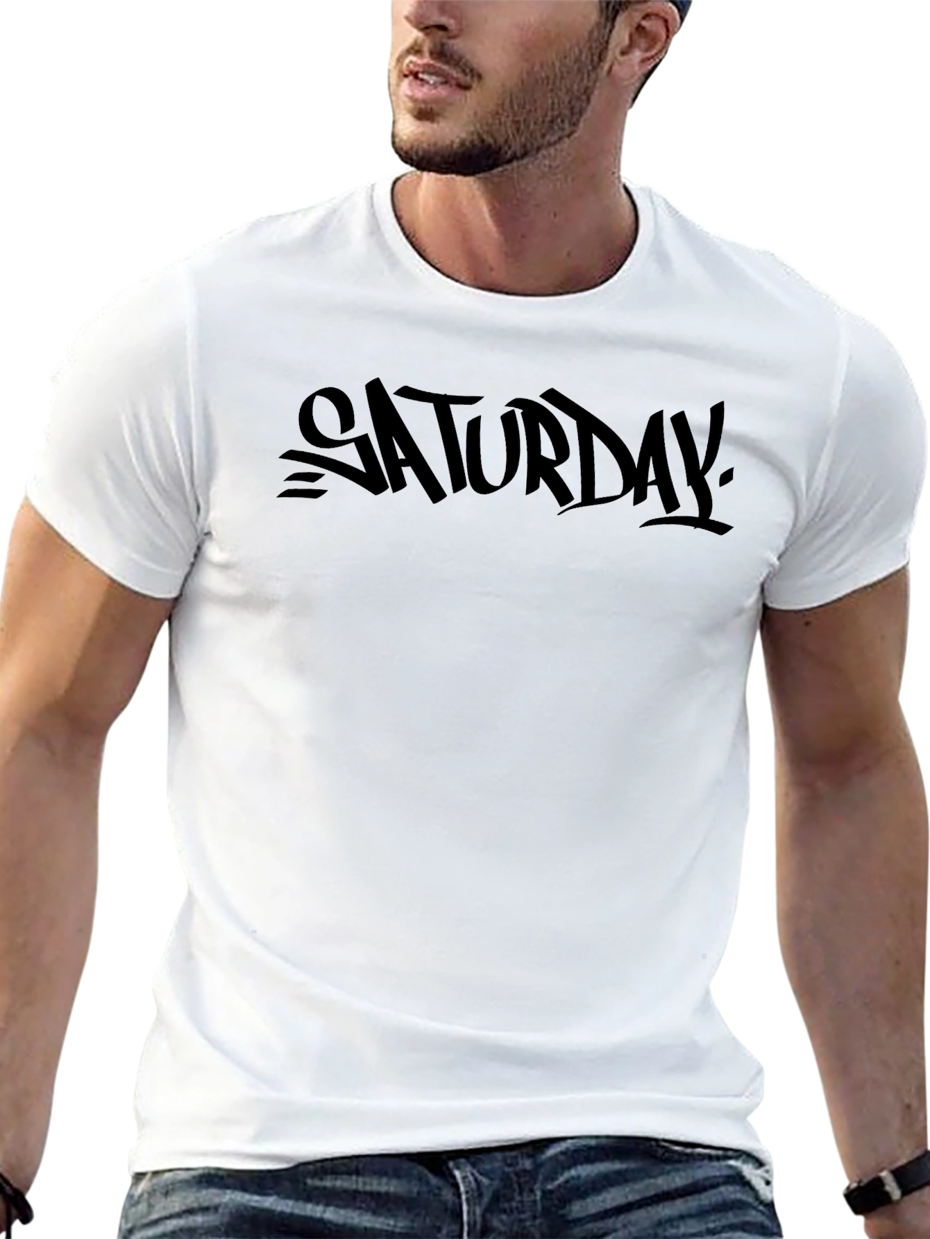 Saturday Graphic Print Black T-Shirt