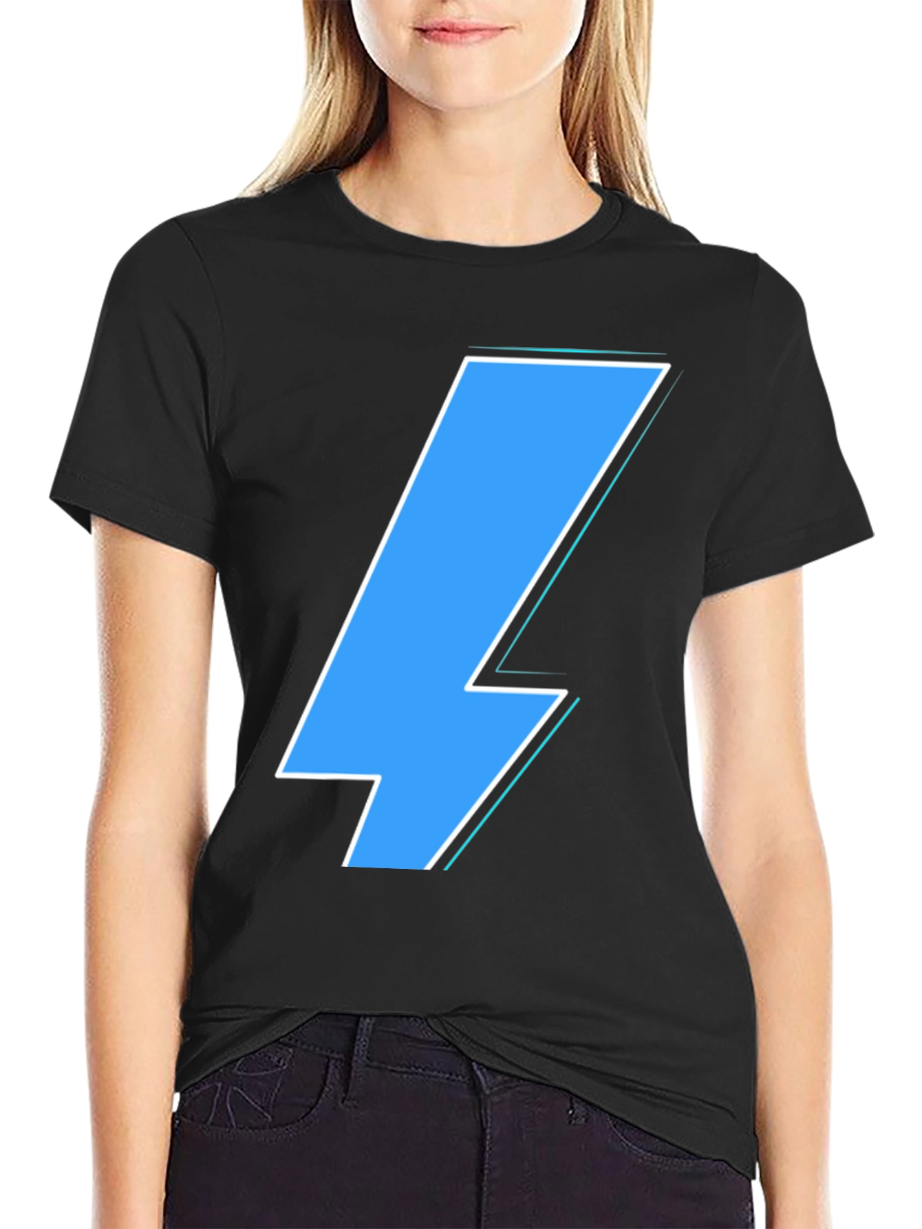 Lightning Bolt Graphic Tee - Casual Black T-Shirt