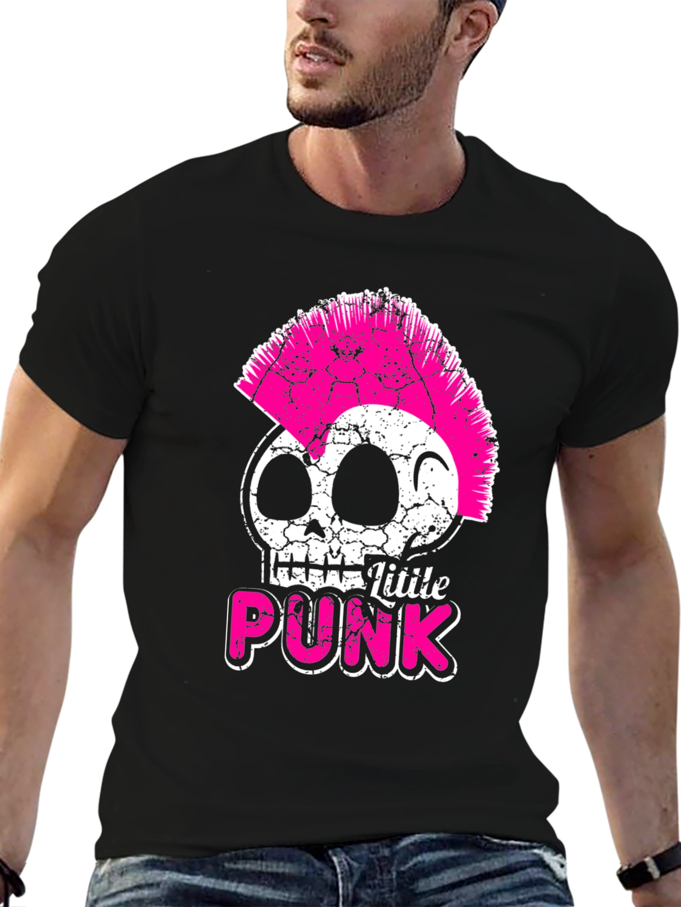 Little Punk Skull Graphic Tee - Black