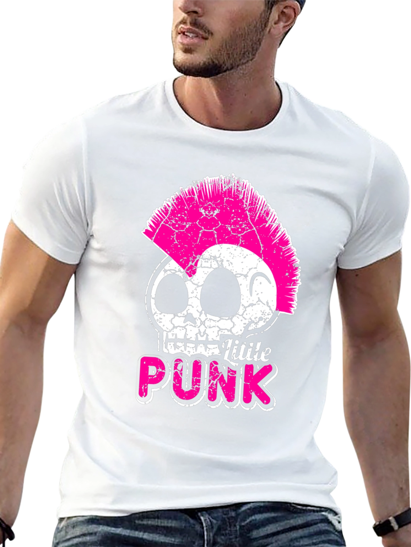 Little Punk Skull Graphic Tee - Black