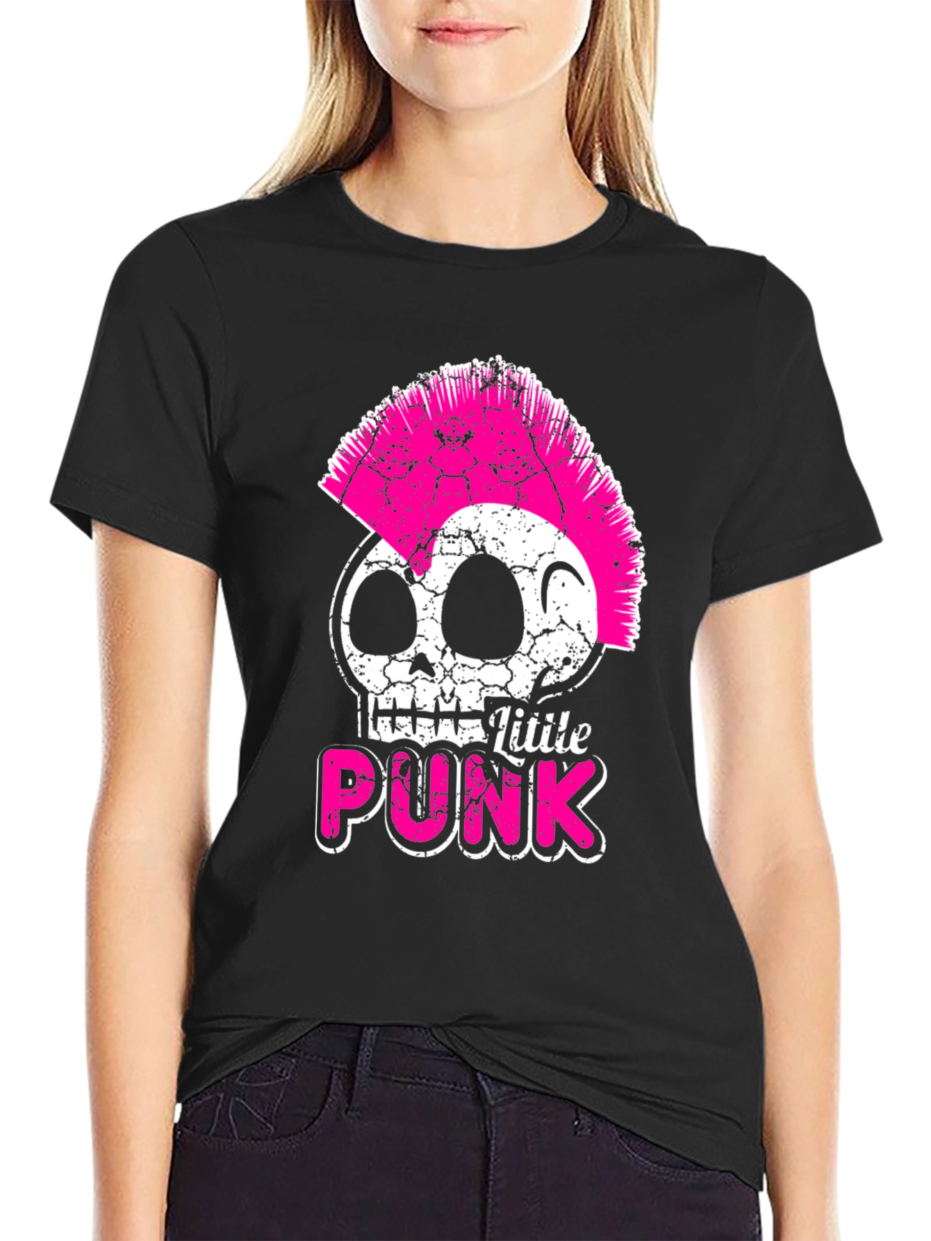 Little Punk Skull Graphic Tee - Black