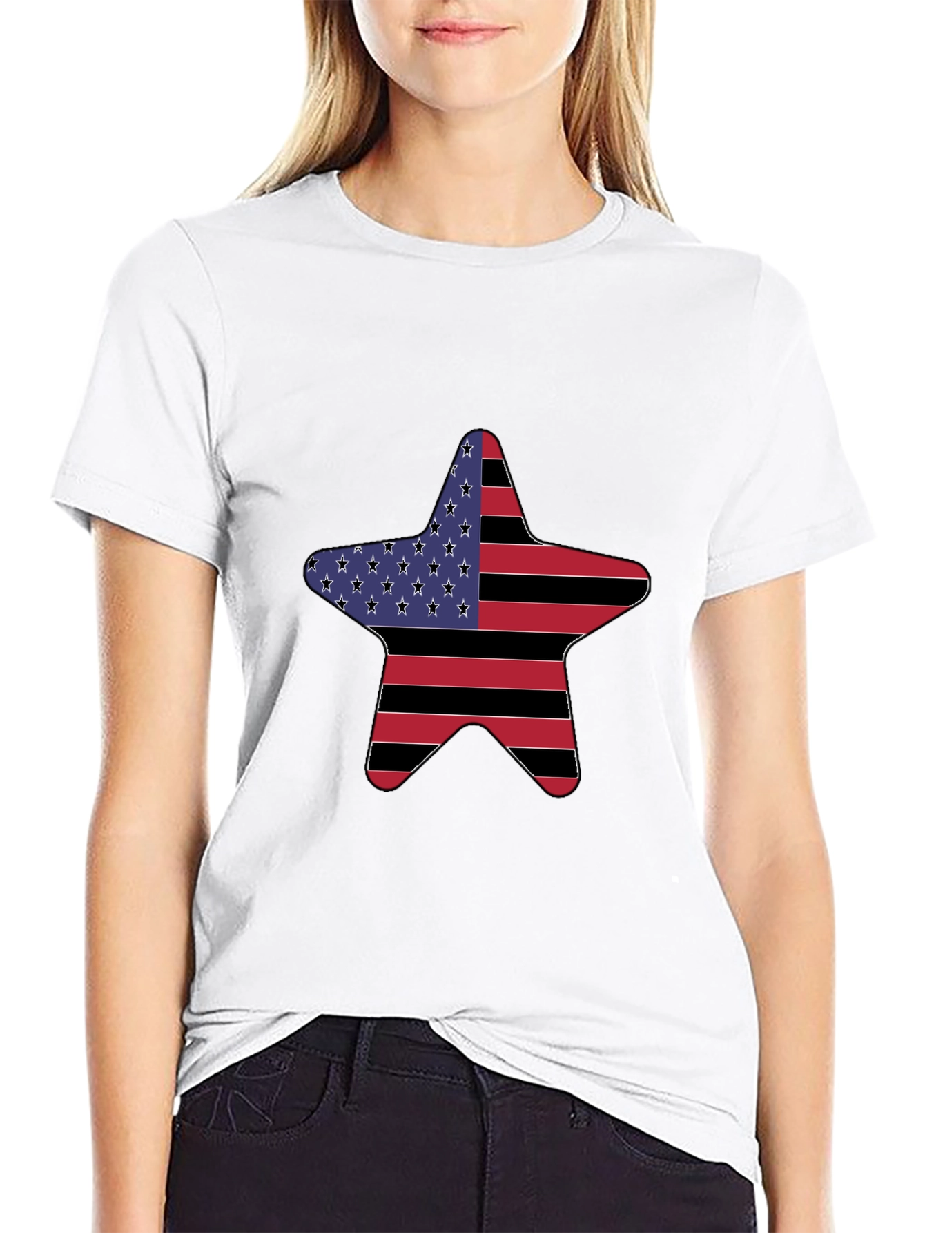 American Flag Star Graphic Tee - Patriotic Style