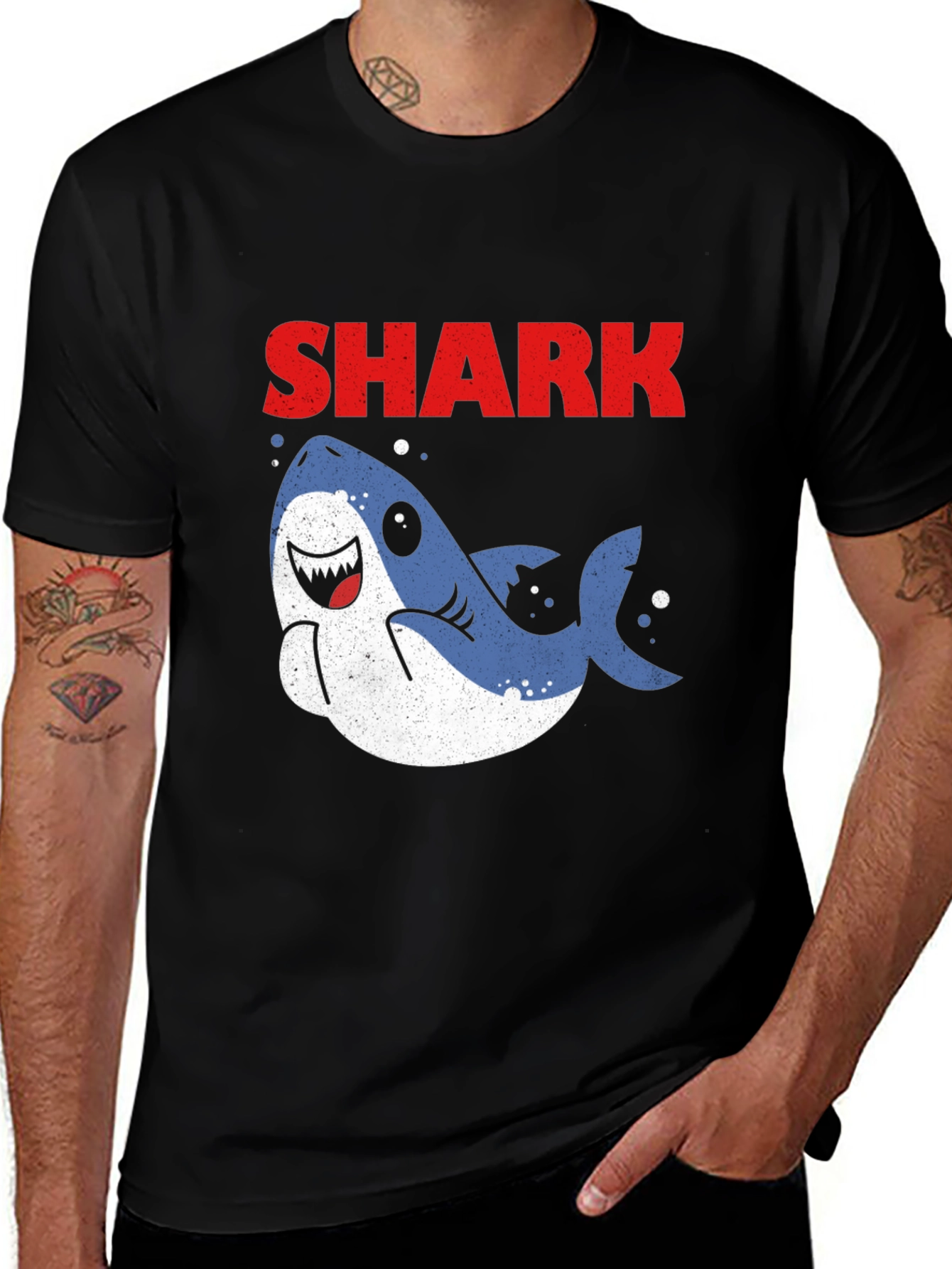 Cute Cartoon Shark Graphic T-Shirt