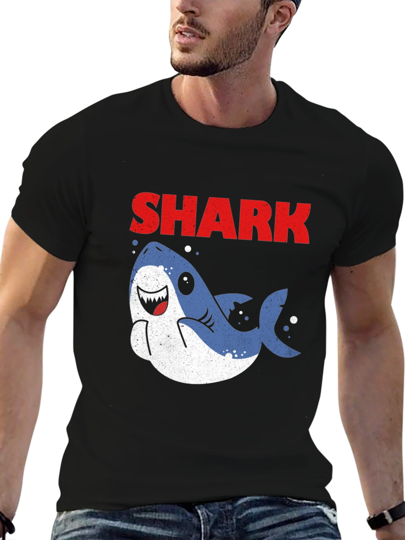 Cute Cartoon Shark Graphic T-Shirt