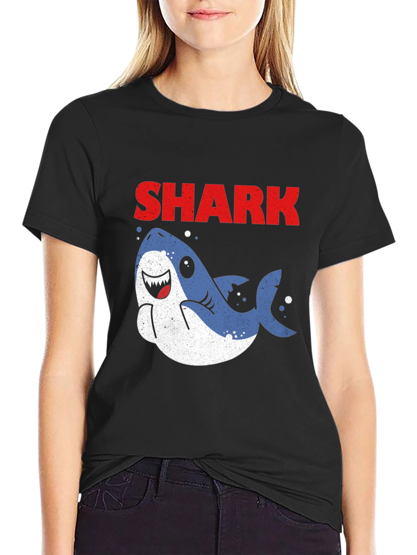 Cute Cartoon Shark Graphic T-Shirt