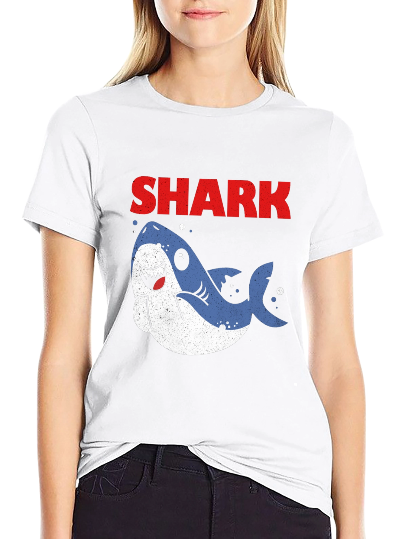 Cute Cartoon Shark Graphic T-Shirt