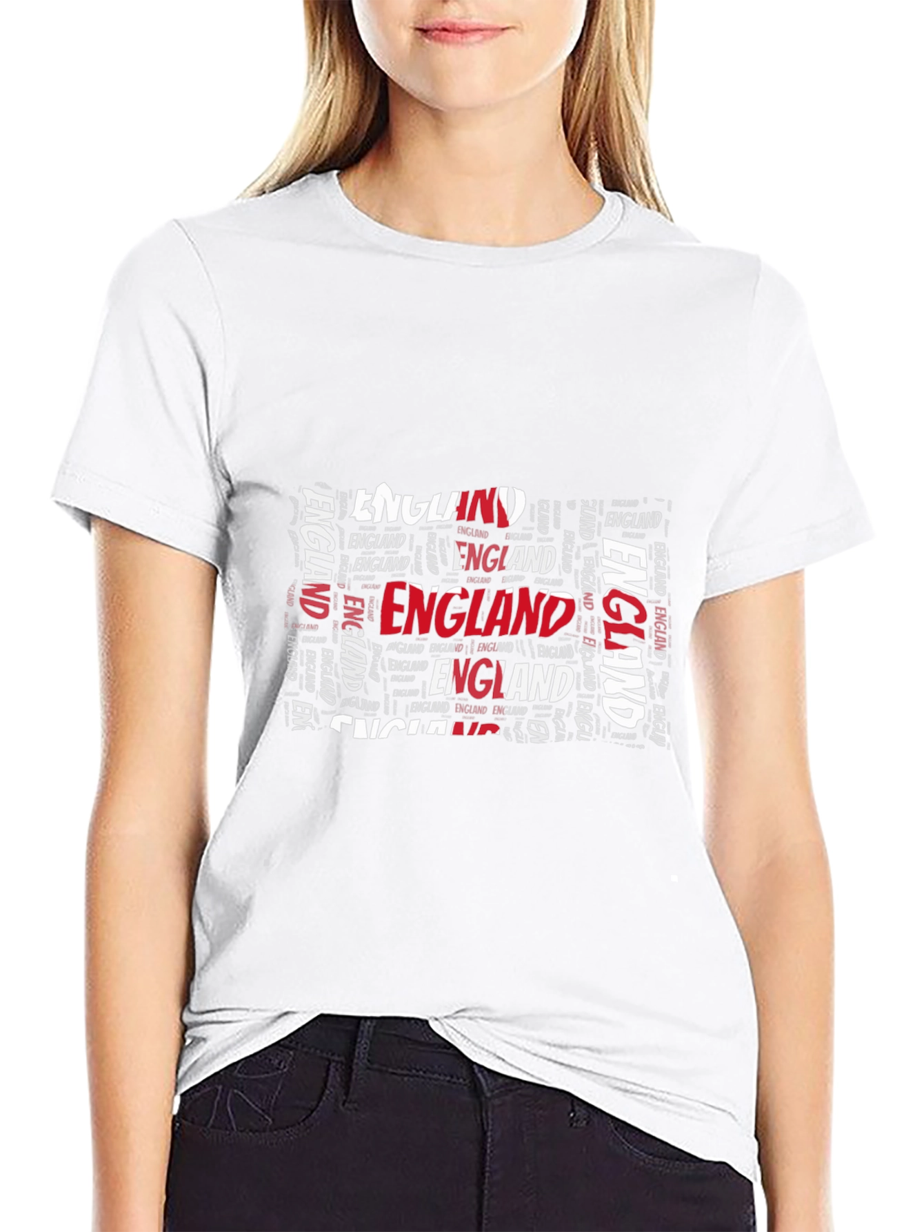 England Word Art Graphic Black T-Shirt