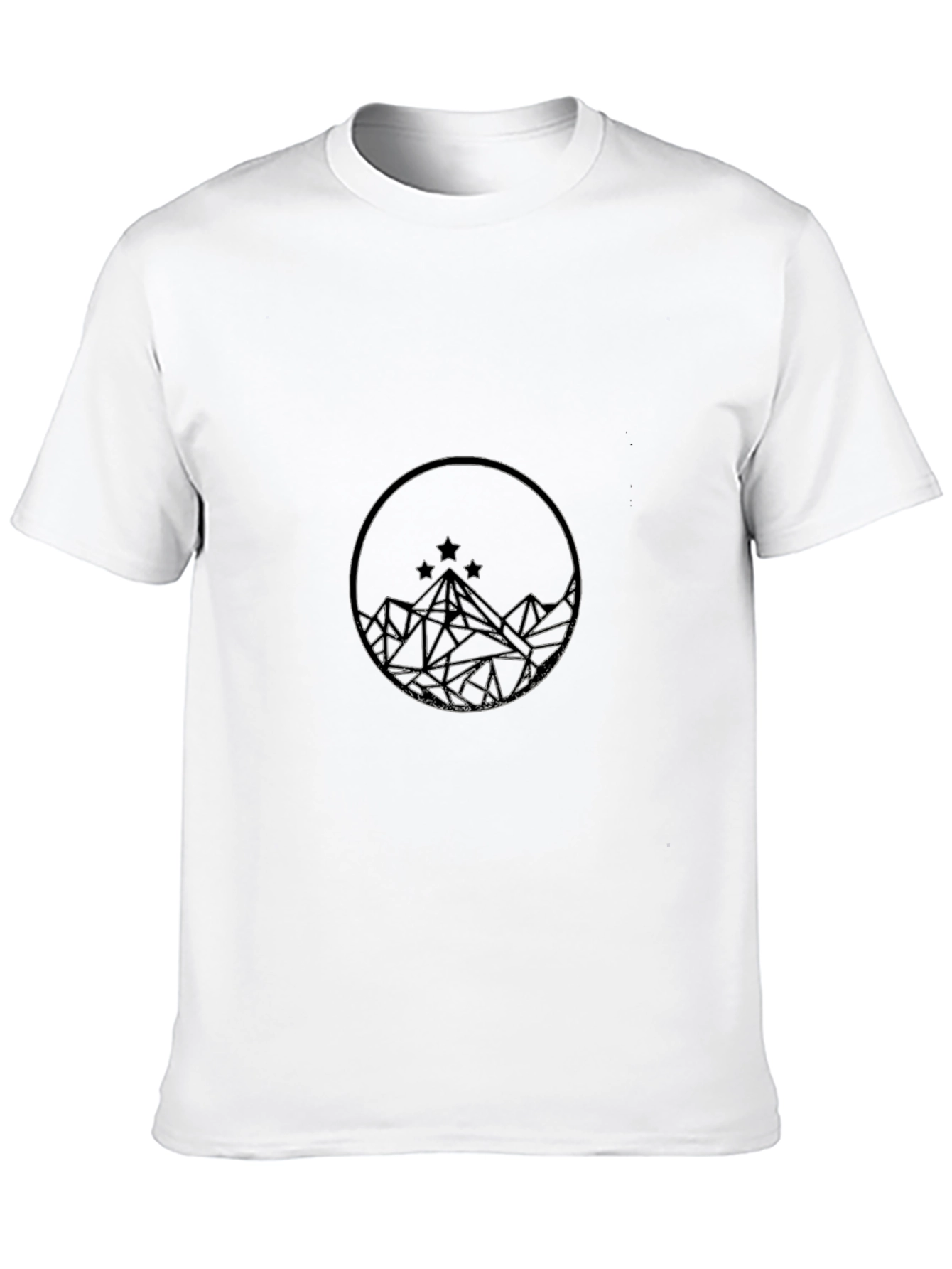 Geometric Mountain & Stars Graphic Black T-Shirt