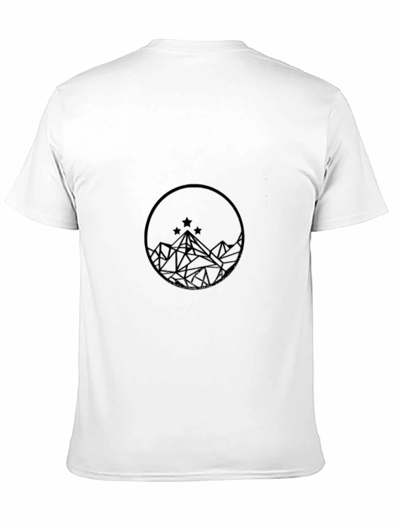 Geometric Mountain & Stars Graphic Black T-Shirt