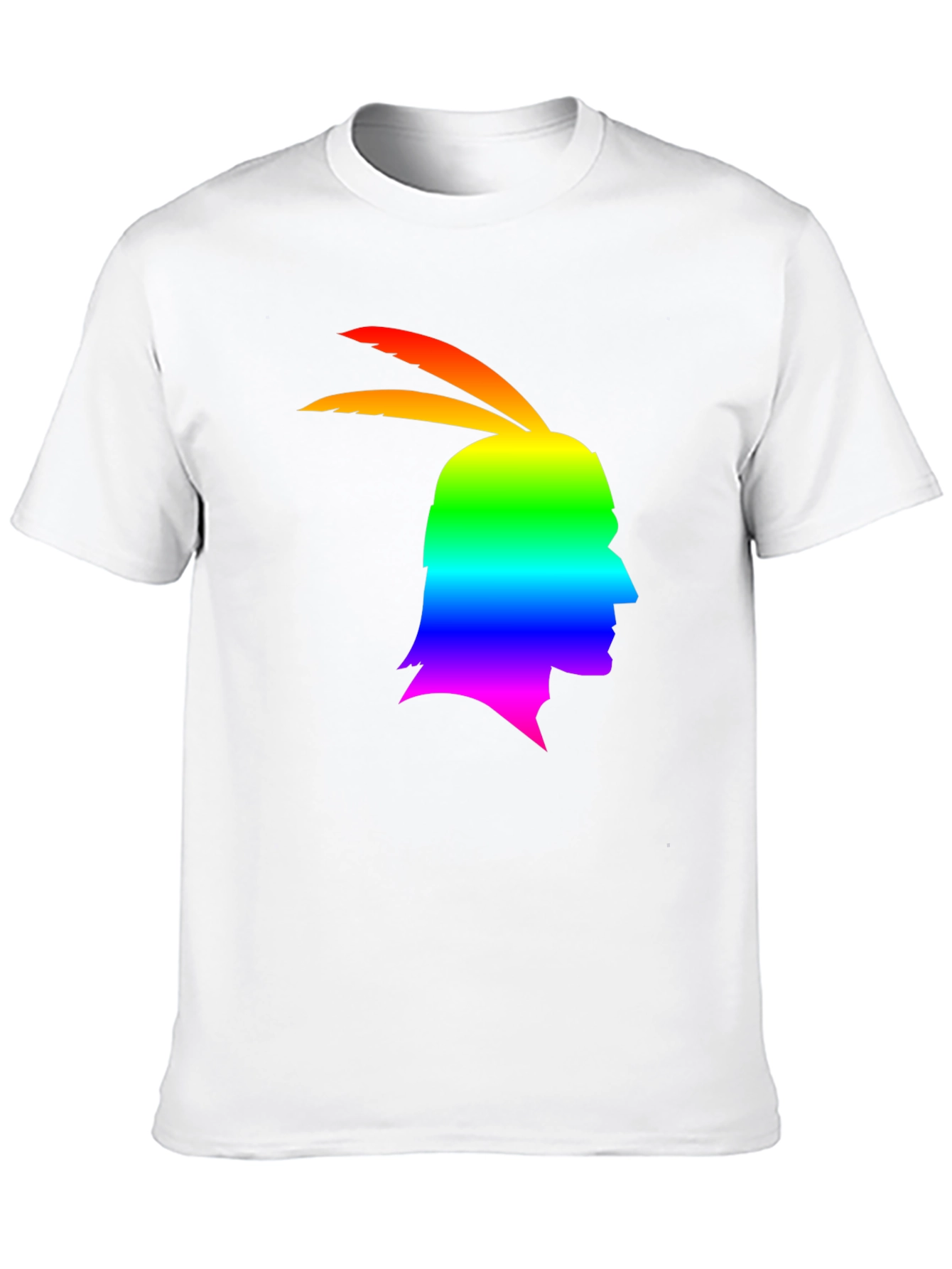 Rainbow Indian Chief Silhouette Graphic T-Shirt