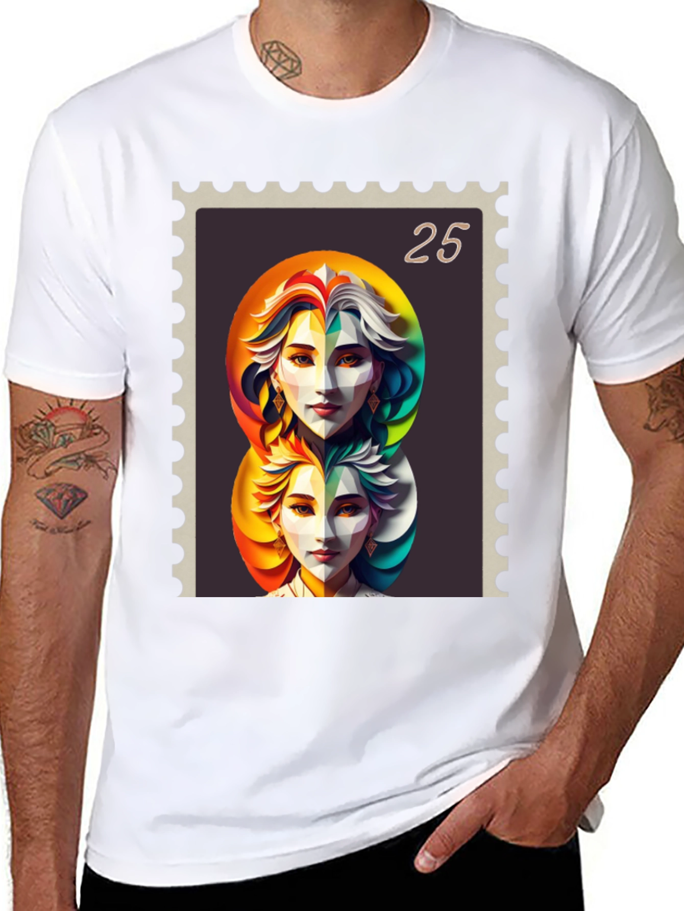 Abstract Portrait Stamp Graphic Tee