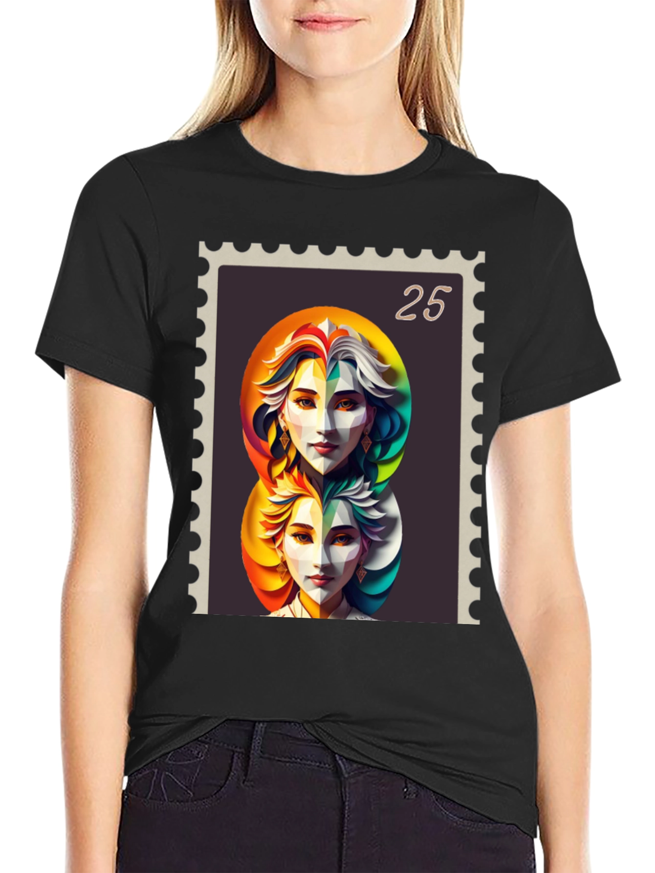 Abstract Portrait Stamp Graphic Tee