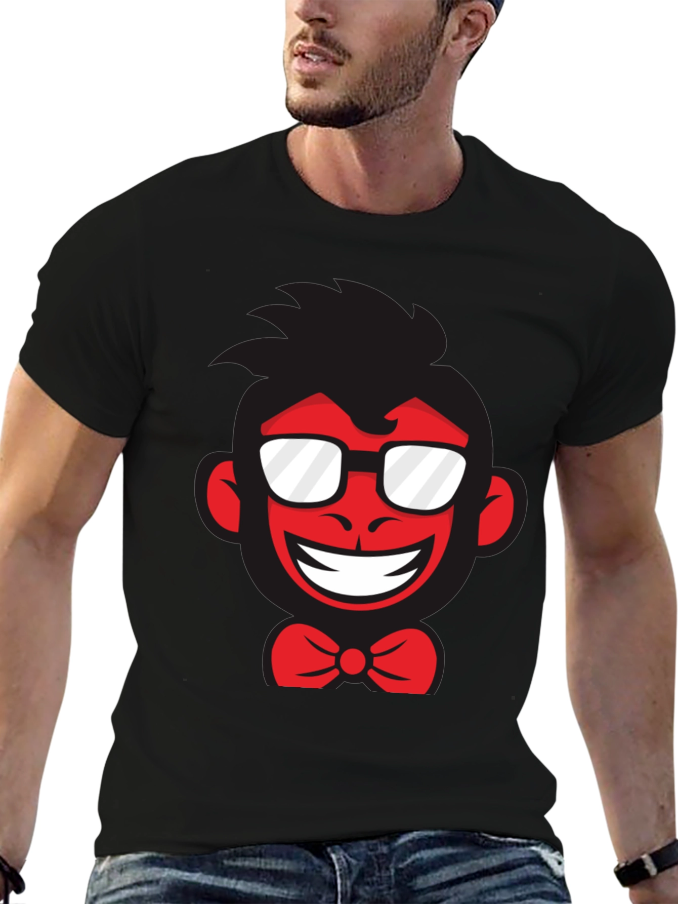 Funny Monkey Graphic Tee - Black Cotton T-Shirt