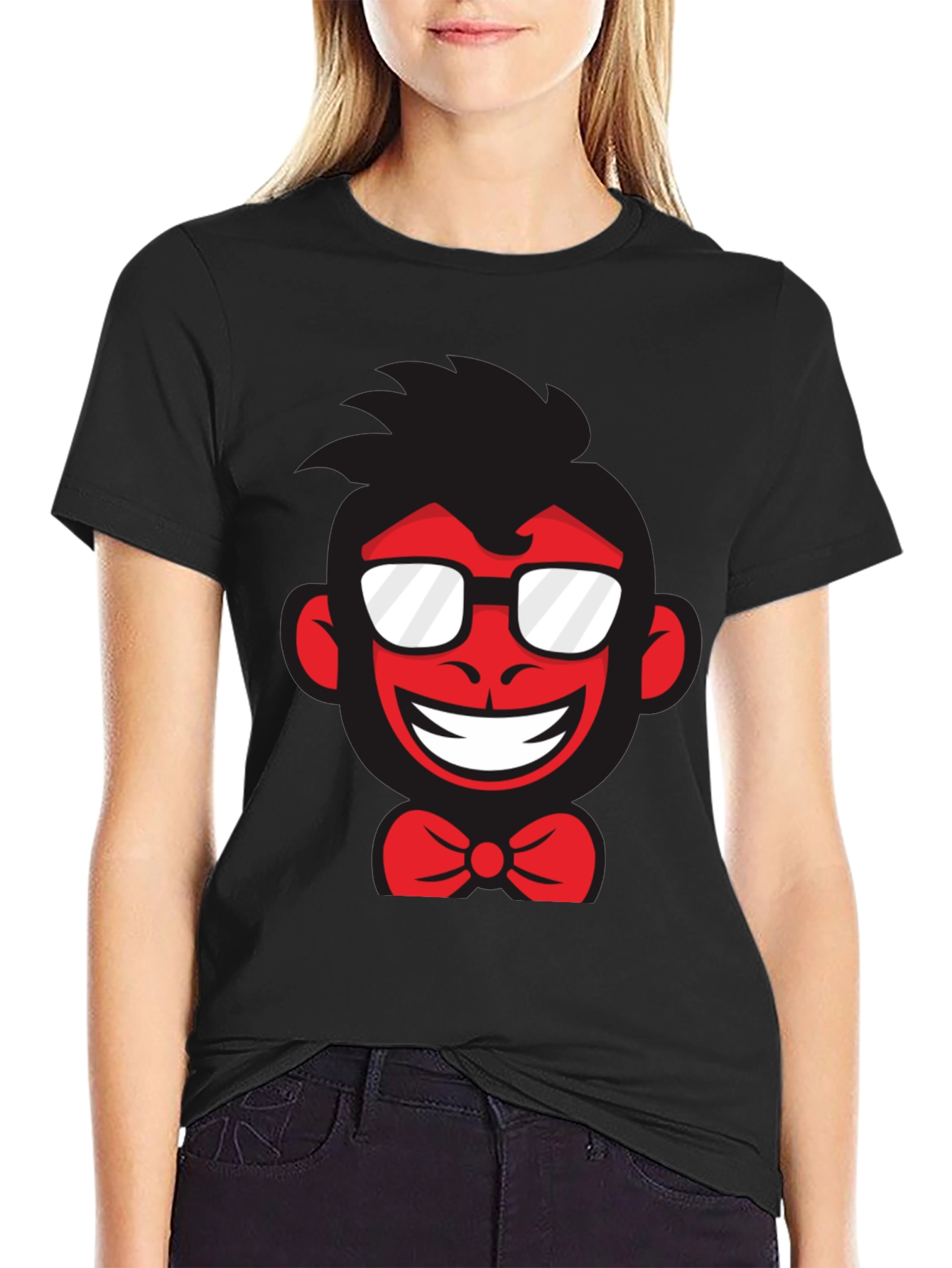 Funny Monkey Graphic Tee - Black Cotton T-Shirt