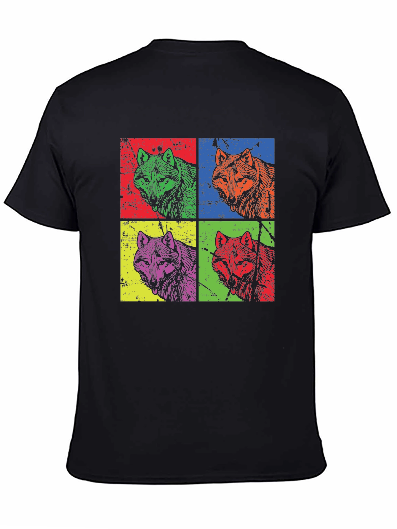 Pop Art Wolf Graphic T-Shirt - Bold Animal Print