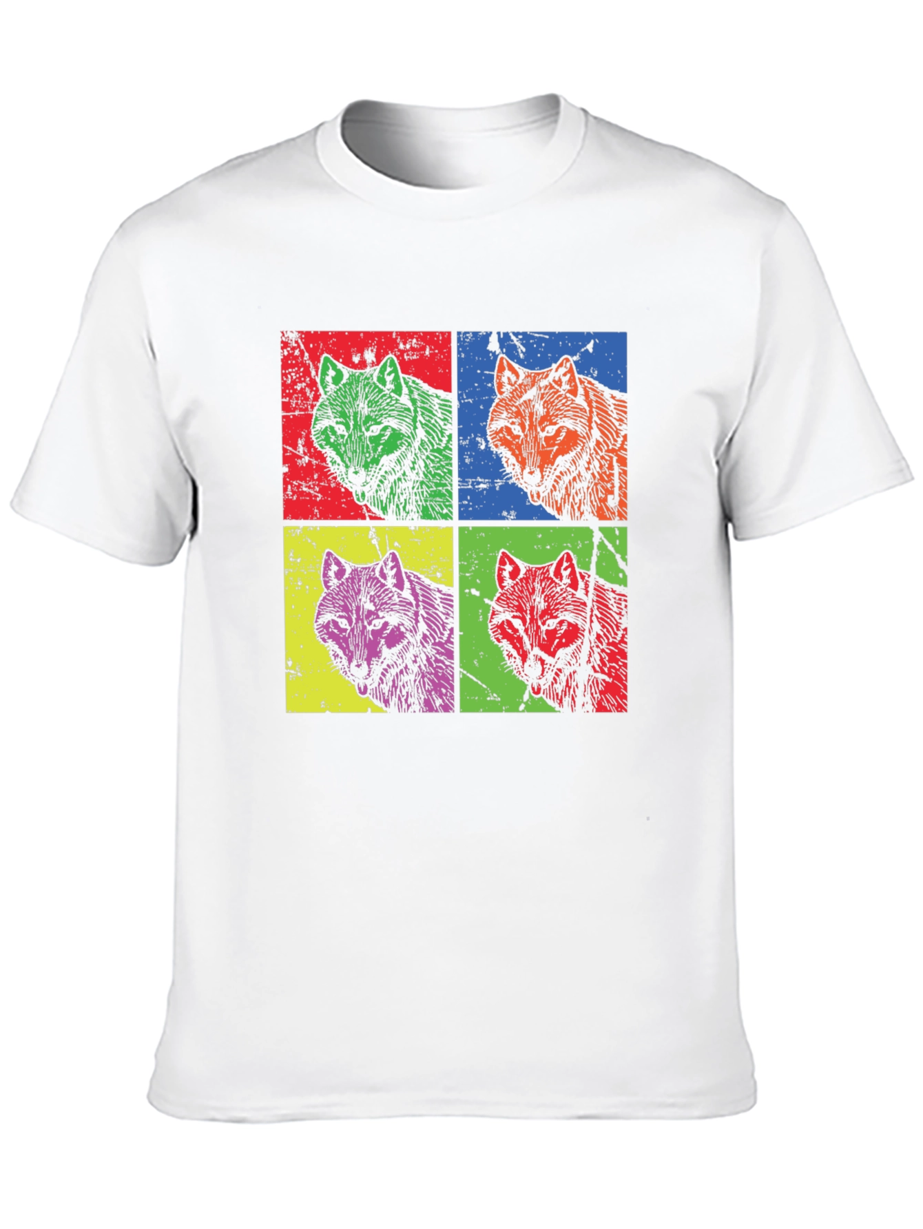 Pop Art Wolf Graphic T-Shirt - Bold Animal Print